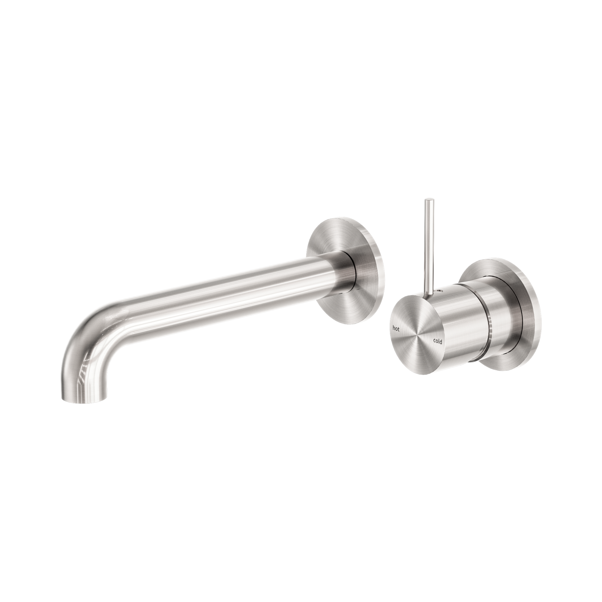 Nero Mecca Wall Mixer Set Separate Back Plate Handle Up 230mm, Brushed Nickel