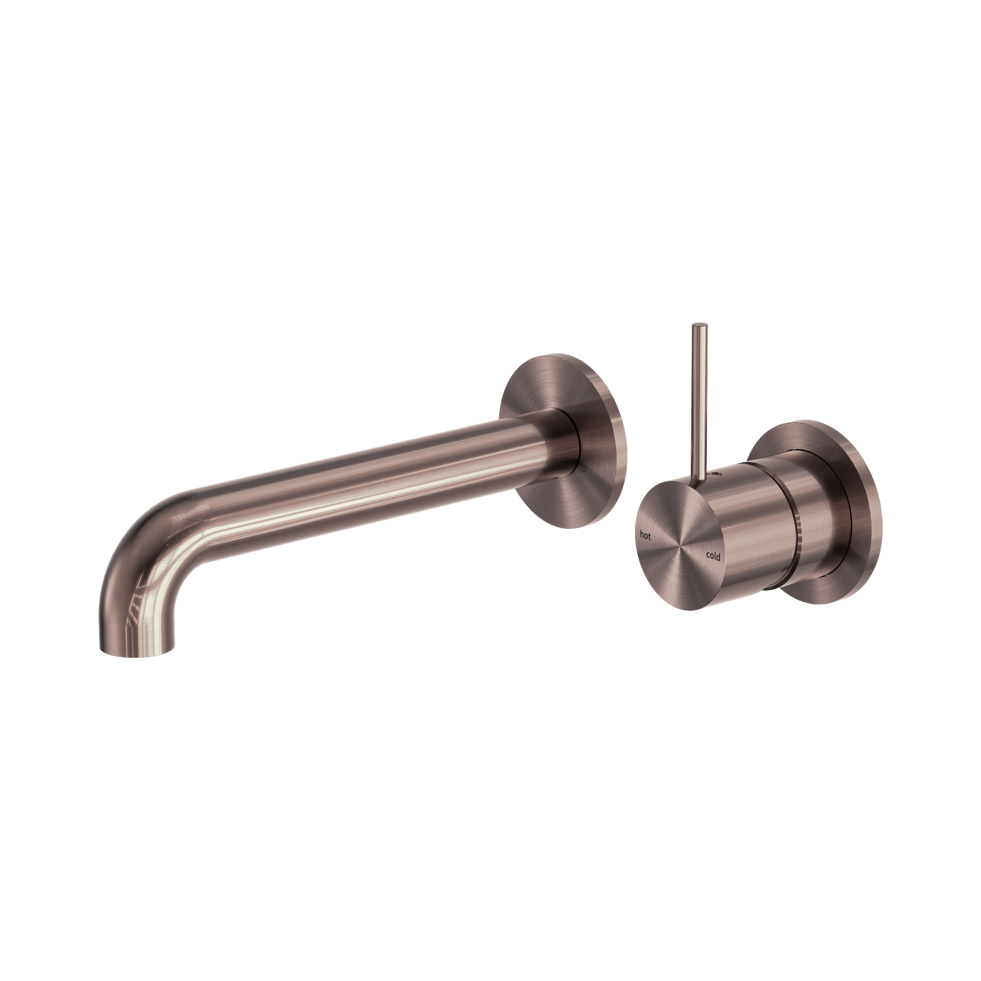 Nero Mecca Wall Mixer Set Separate Back Plate Handle Up 230mm, Brushed Bronze