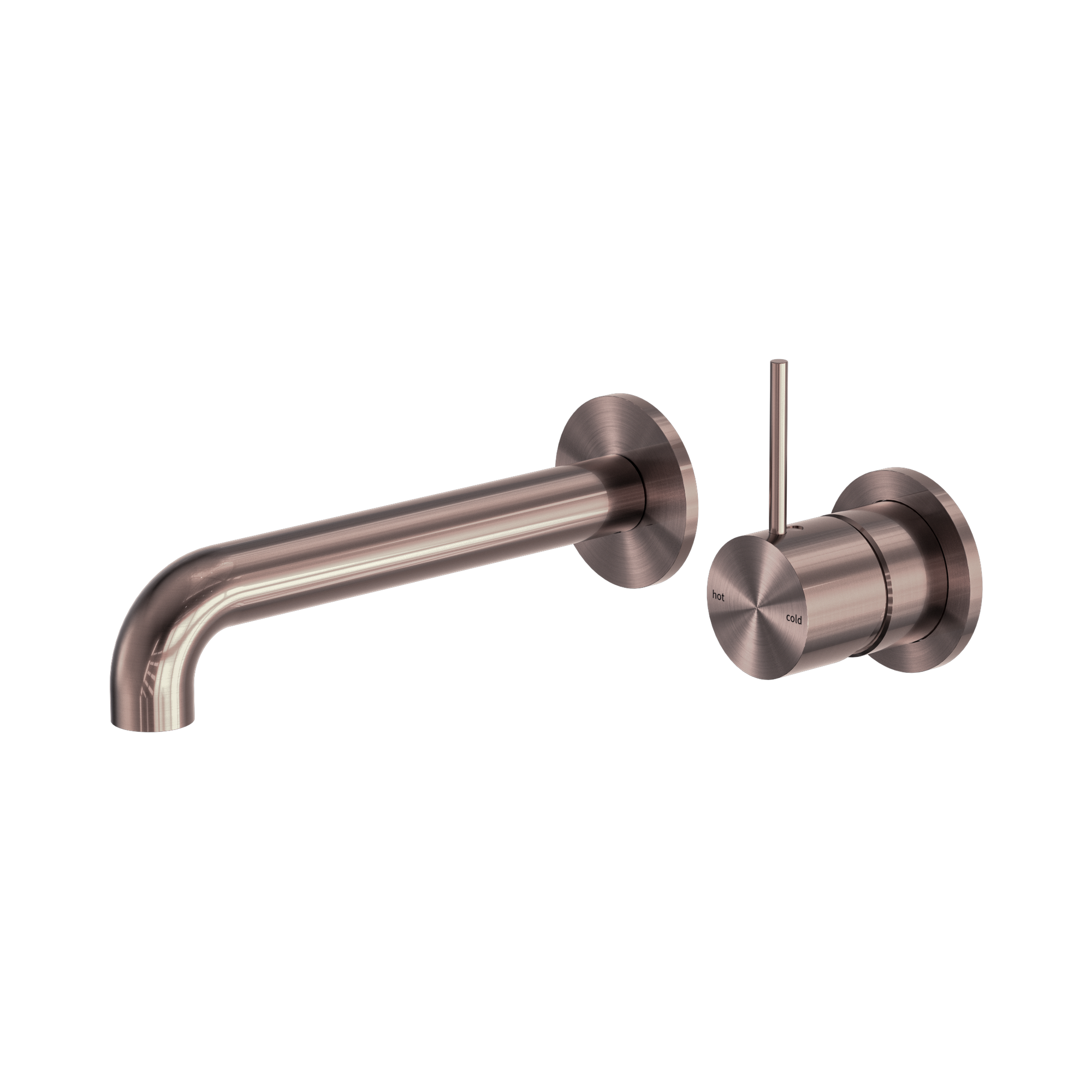Nero Mecca Wall Mixer Set Separate Back Plate Handle Up 230mm, Brushed Bronze