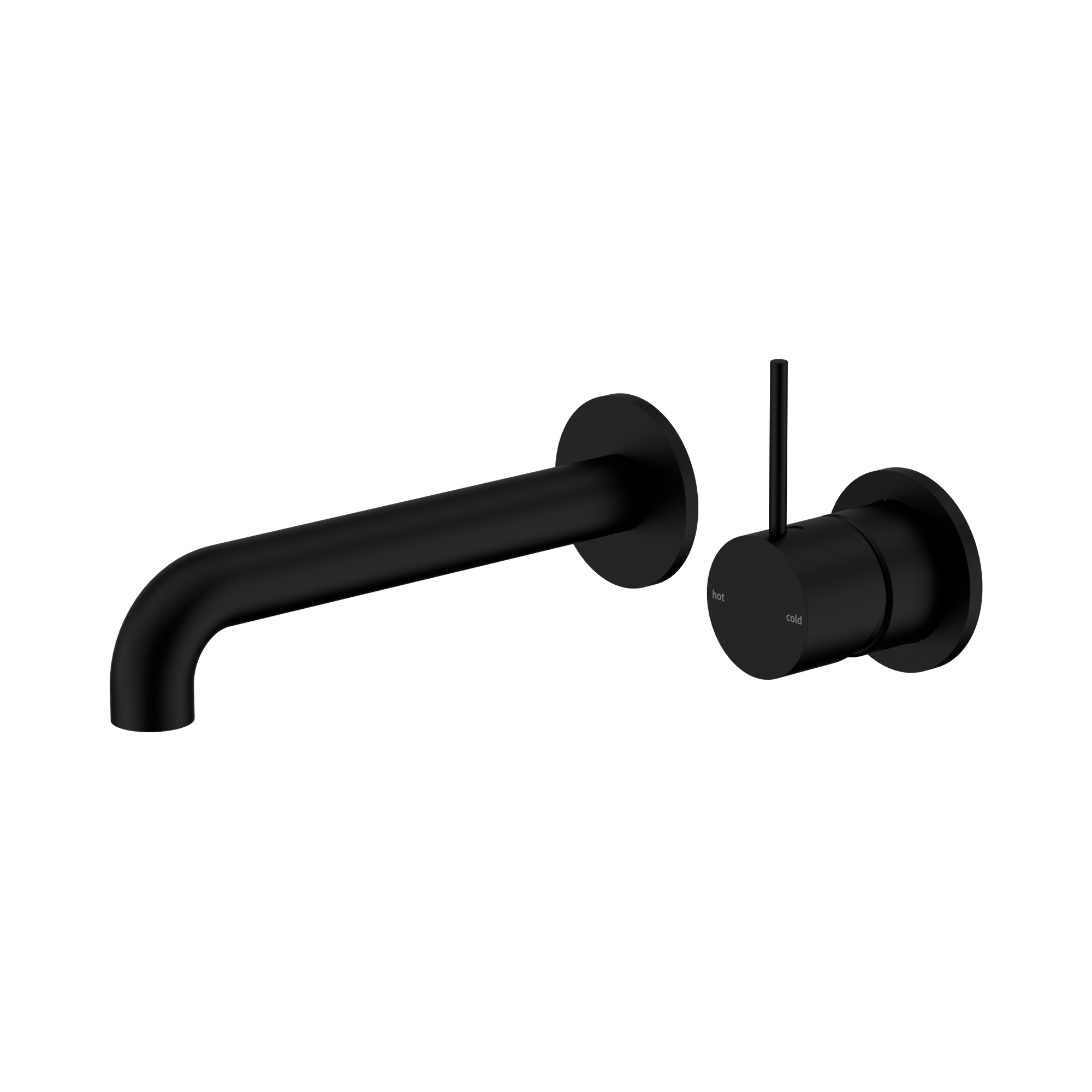 Nero Mecca Wall Mixer Set Separate Back Plate Handle Up 230mm, Matte Black