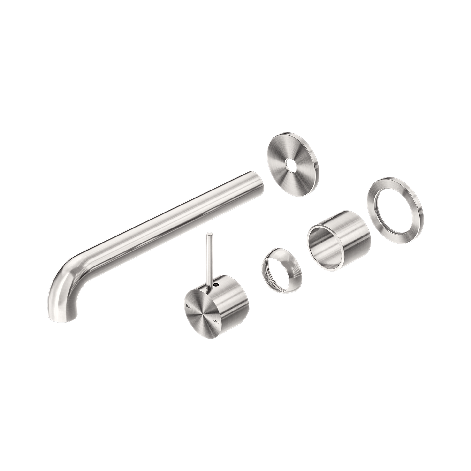Nero Mecca Wall Mixer Set Separate Back Plate Handle Up 230mm Trim Kits Only, Brushed Nickel