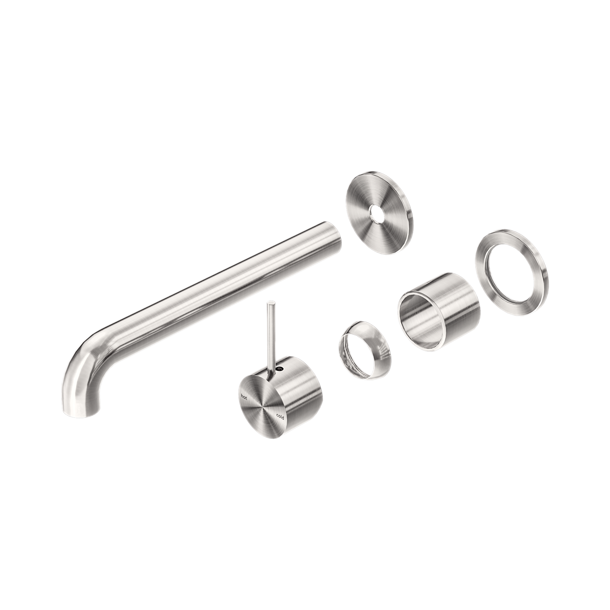 Nero Mecca Wall Mixer Set Separate Back Plate Handle Up 230mm Trim Kits Only, Brushed Nickel