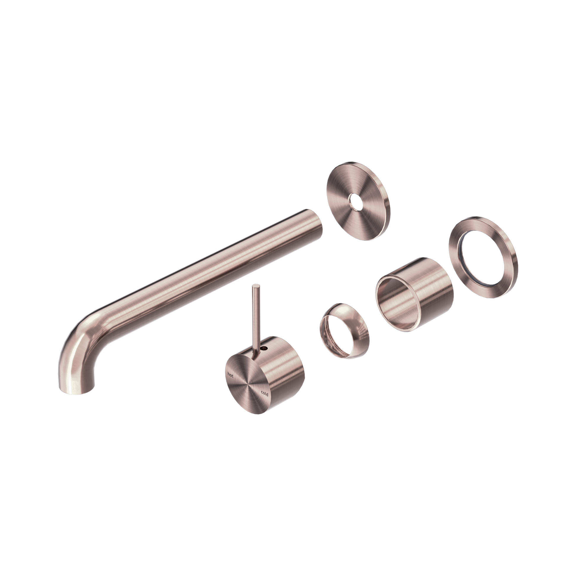 Nero Mecca Wall Mixer Set Separate Back Plate Handle Up 230mm Trim Kits Only, Brushed Bronze