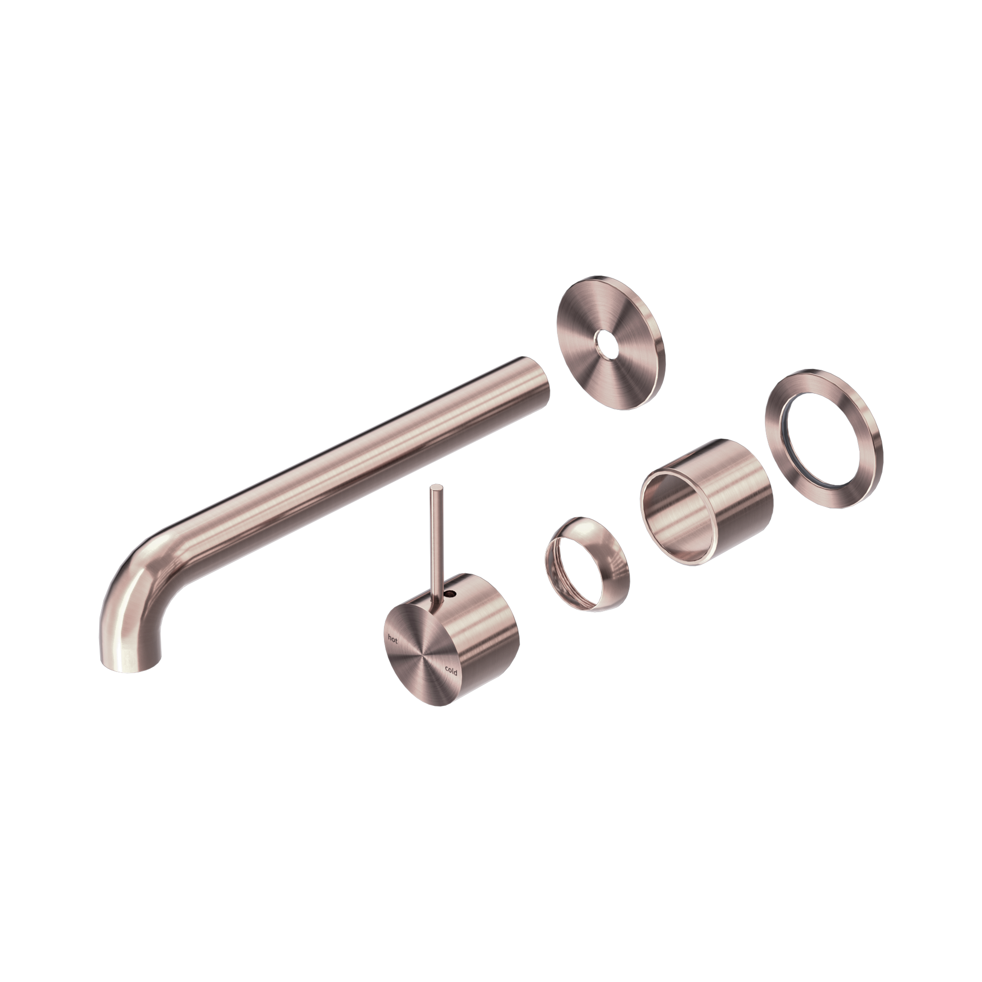 Nero Mecca Wall Mixer Set Separate Back Plate Handle Up 230mm Trim Kits Only, Brushed Bronze