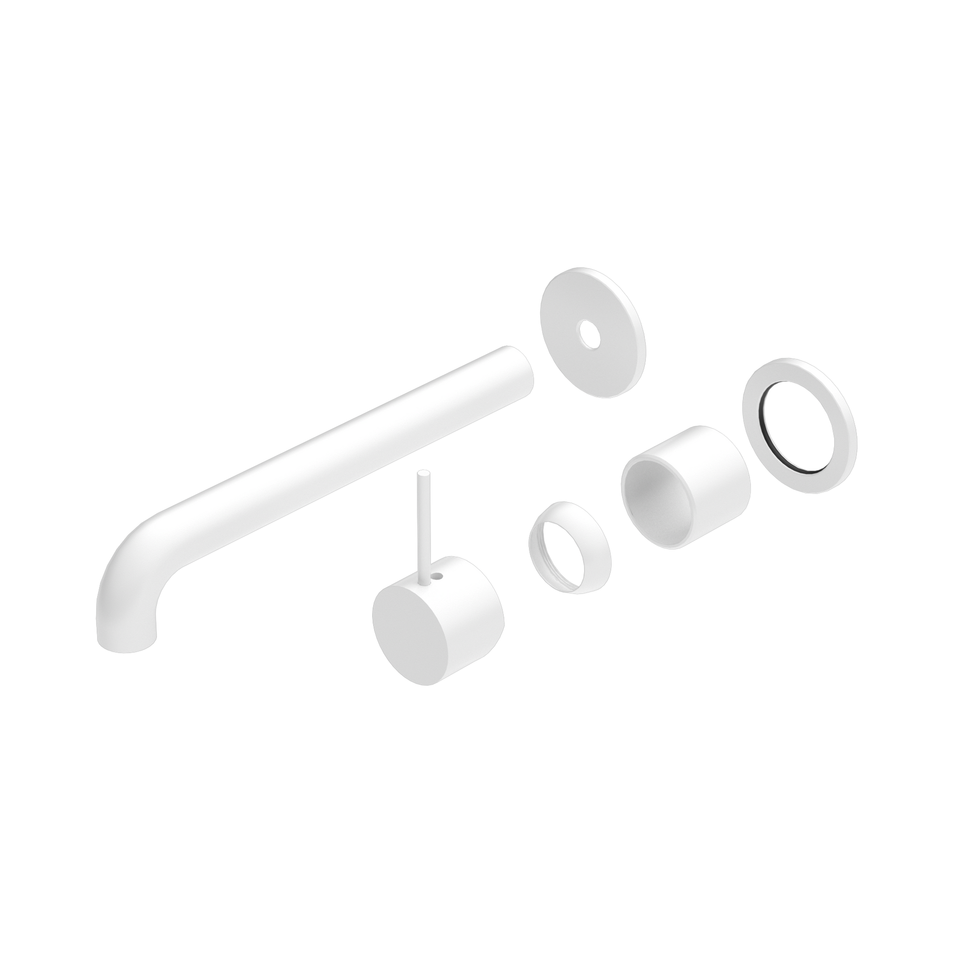 Nero Mecca Wall Mixer Set Separate Back Plate Handle Up 230mm Trim Kits Only, Matte White