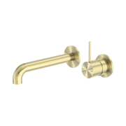 Nero Mecca Wall Mixer Set Separate Back Plate Handle Up 260mm, Brushed Gold