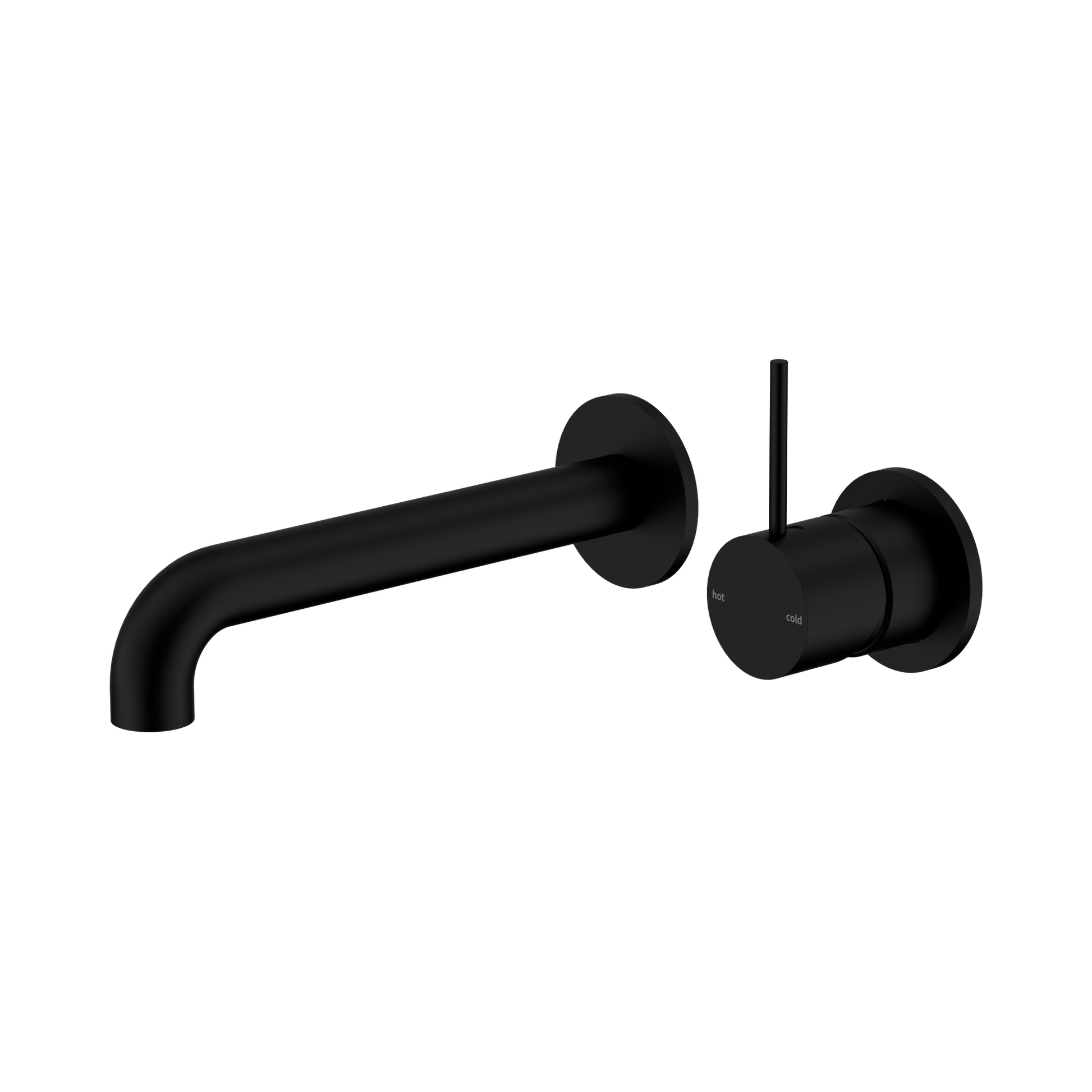 Nero Mecca Wall Mixer Set Separate Back Plate Handle Up 260mm, Matte Black