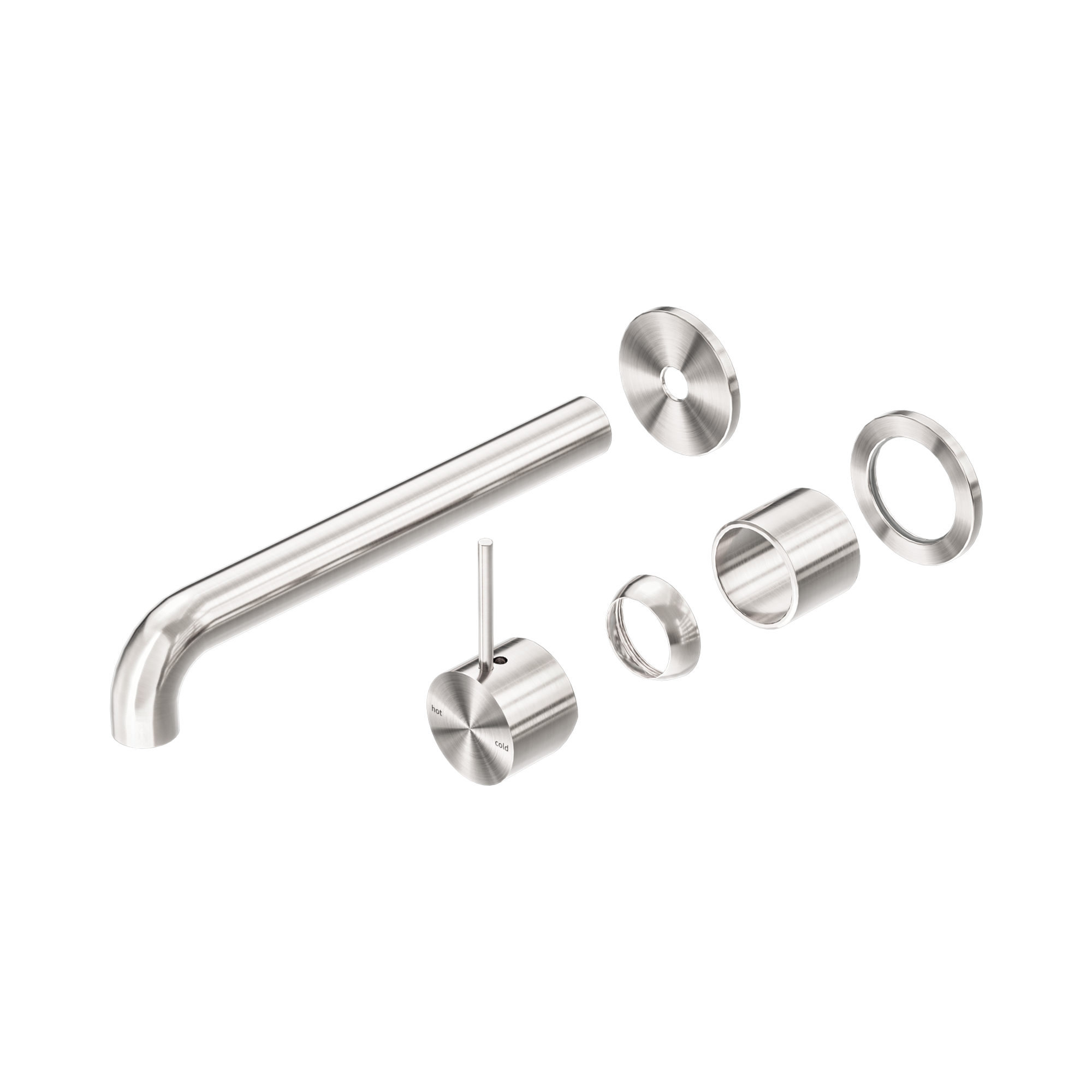 Nero Mecca Wall Mixer Set Separate Back Plate Handle Up 260mm Trim Kits Only, Brushed Nickel