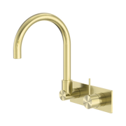 Nero Mecca Wall Mixer Set Swivel Spout Handle Up, Brushed Gold