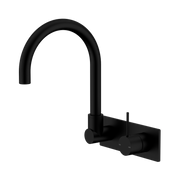 Nero Mecca Wall Mixer Set Swivel Spout Handle Up, Matte Black
