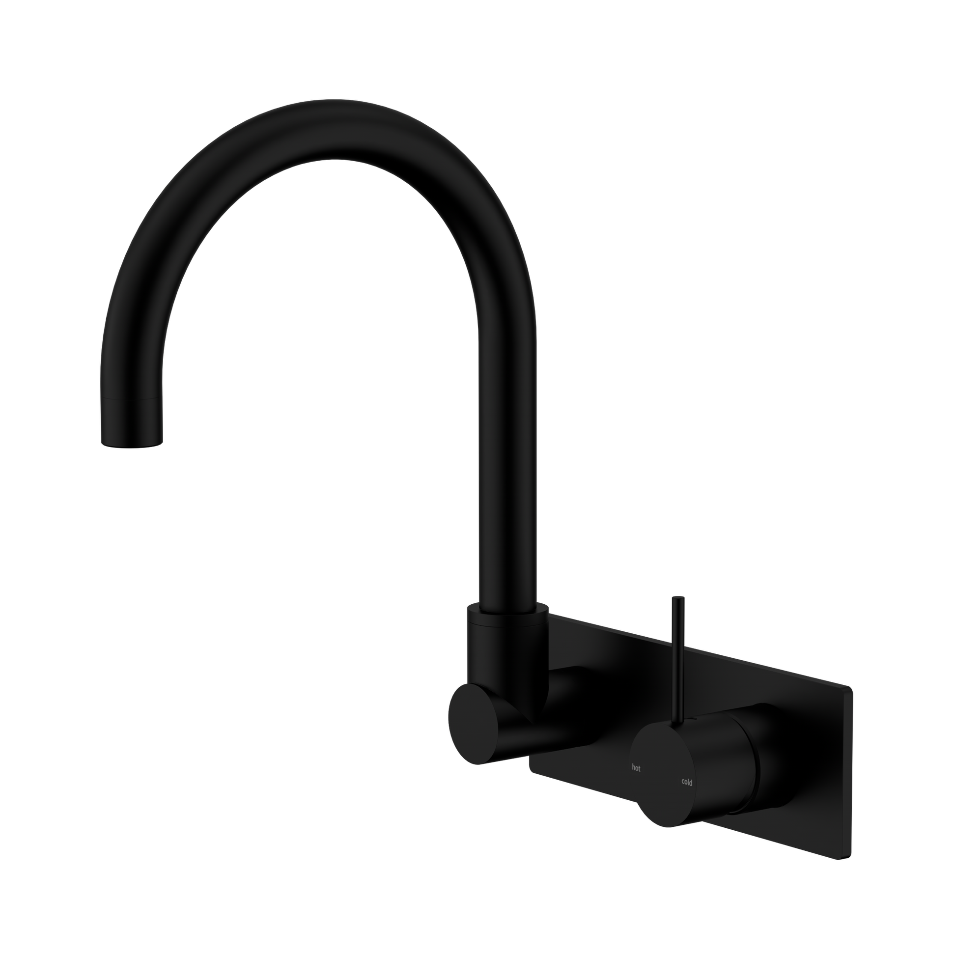 Nero Mecca Wall Mixer Set Swivel Spout Handle Up, Matte Black