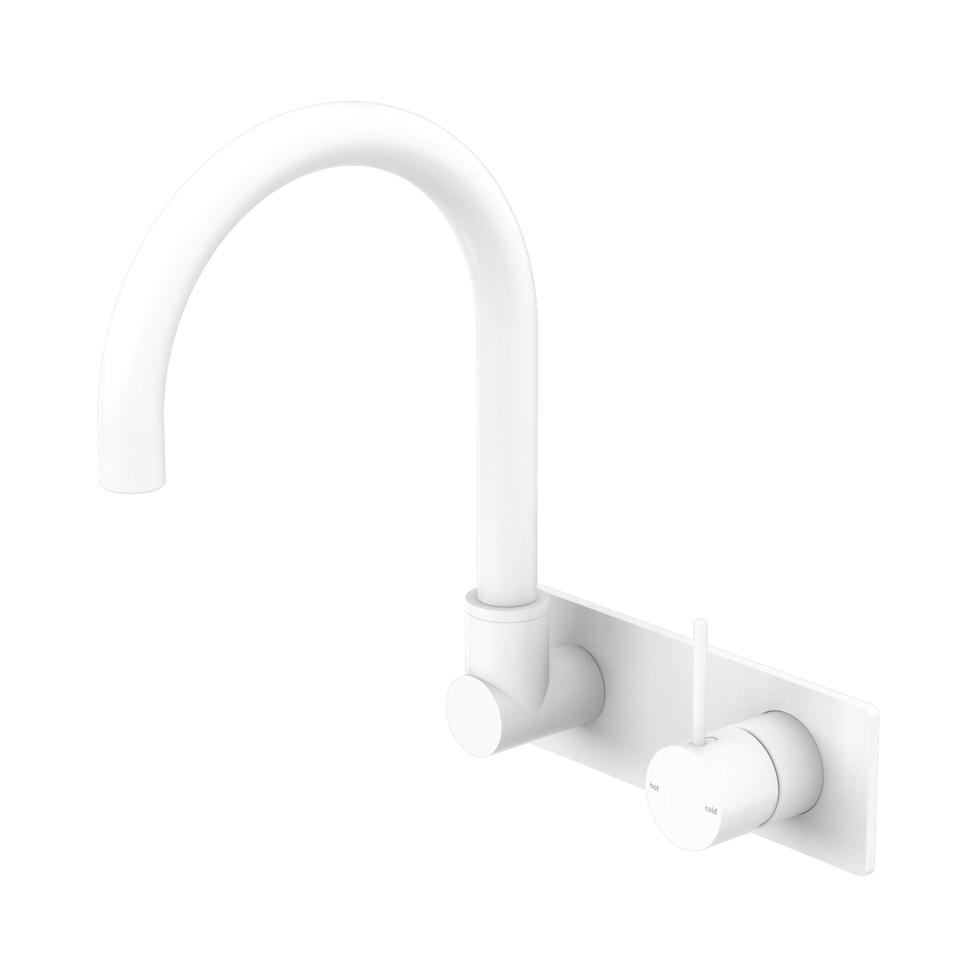Nero Mecca Wall Mixer Set Swivel Spout Handle Up, Matte White