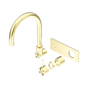 Nero Mecca Wall Mixer Set Swivel Spout Handle Up Trim Kits Only, Brushed Gold