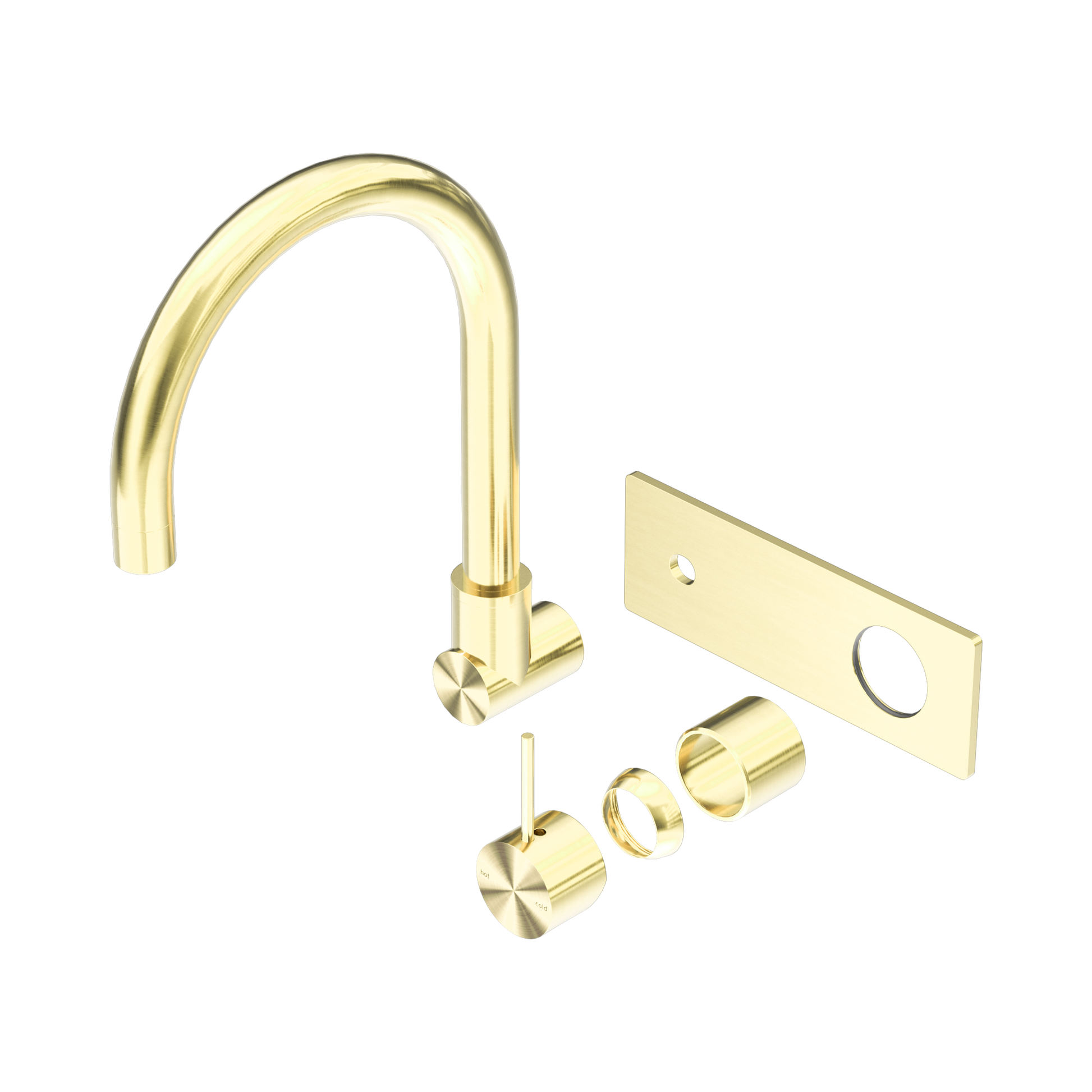 Nero Mecca Wall Mixer Set Swivel Spout Handle Up Trim Kits Only, Brushed Gold