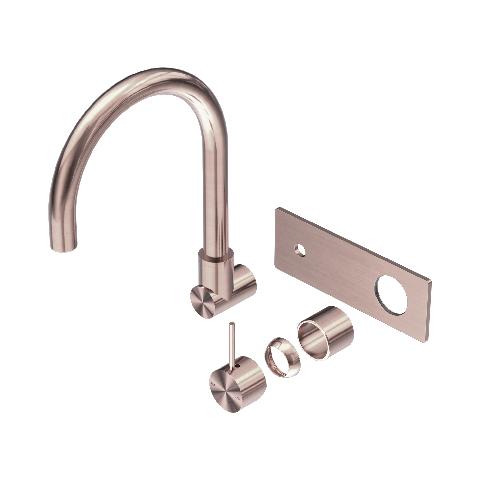 Nero Mecca Wall Mixer Set Swivel Spout Handle Up Trim Kits Only, Brushed Bronze