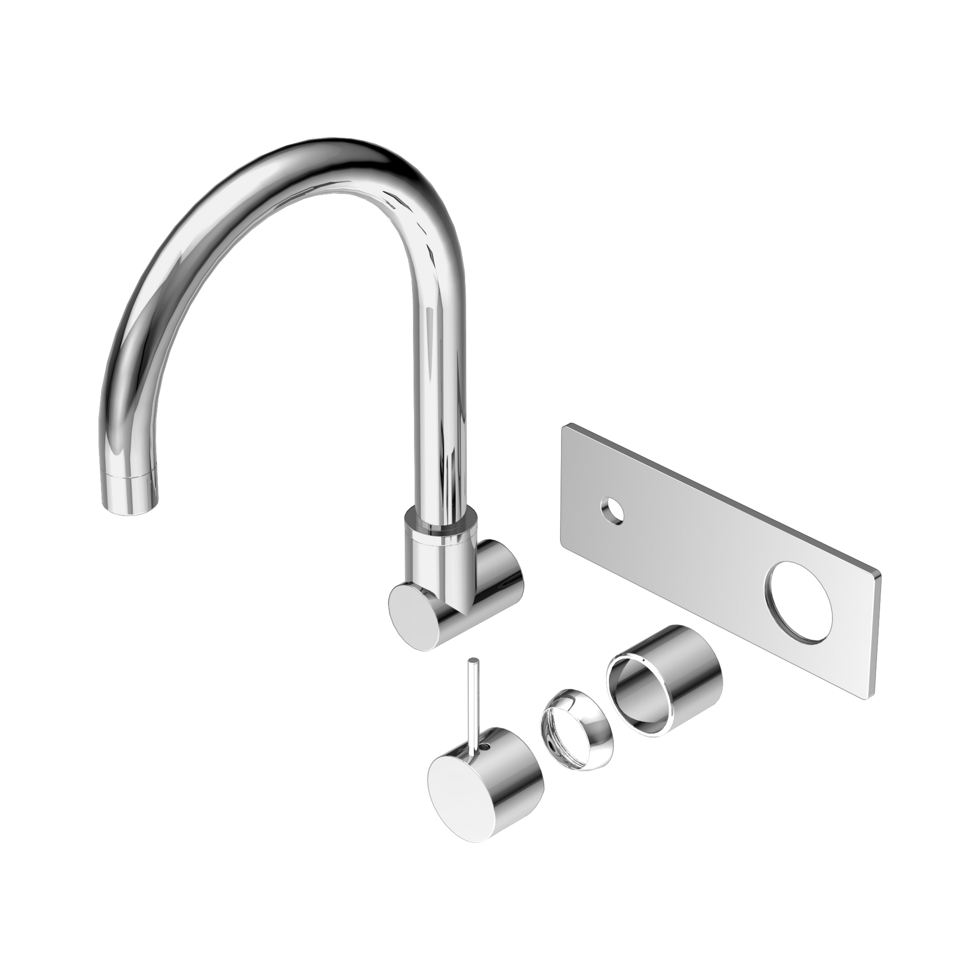 Nero Mecca Wall Mixer Set Swivel Spout Handle Up Trim Kits Only, Chrome