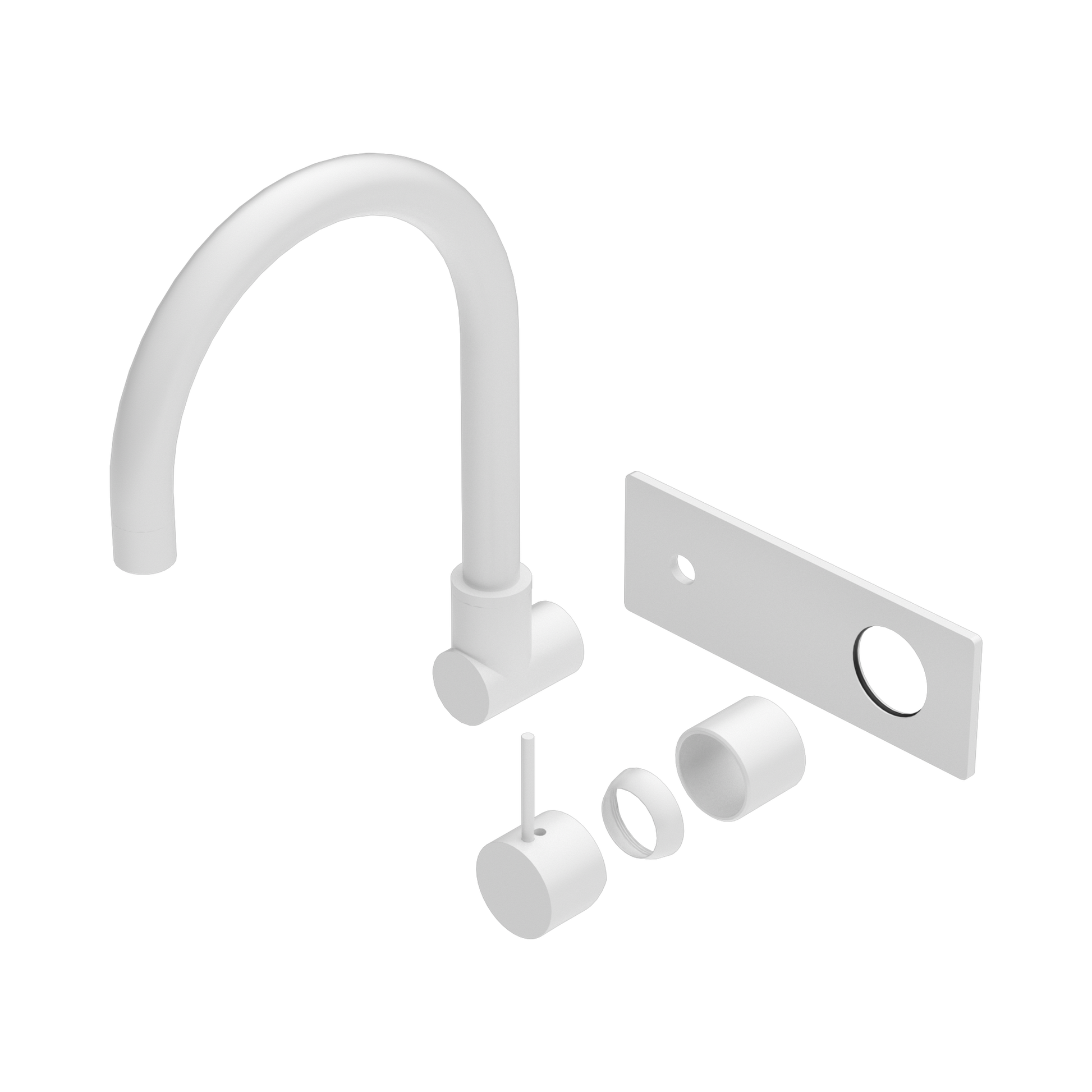 Nero Mecca Wall Mixer Set Swivel Spout Handle Up Trim Kits Only, Matte White