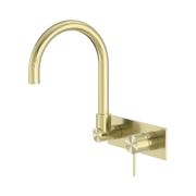 Nero Mecca Wall Mixer Set Swivel Spout, Brushed Gold