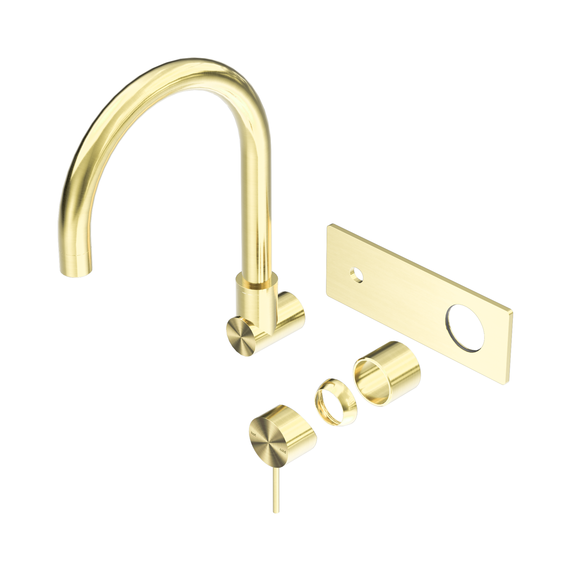 Nero Mecca Wall Mixer Set Swivel Spout Trim Kits Only, Brushed Gold