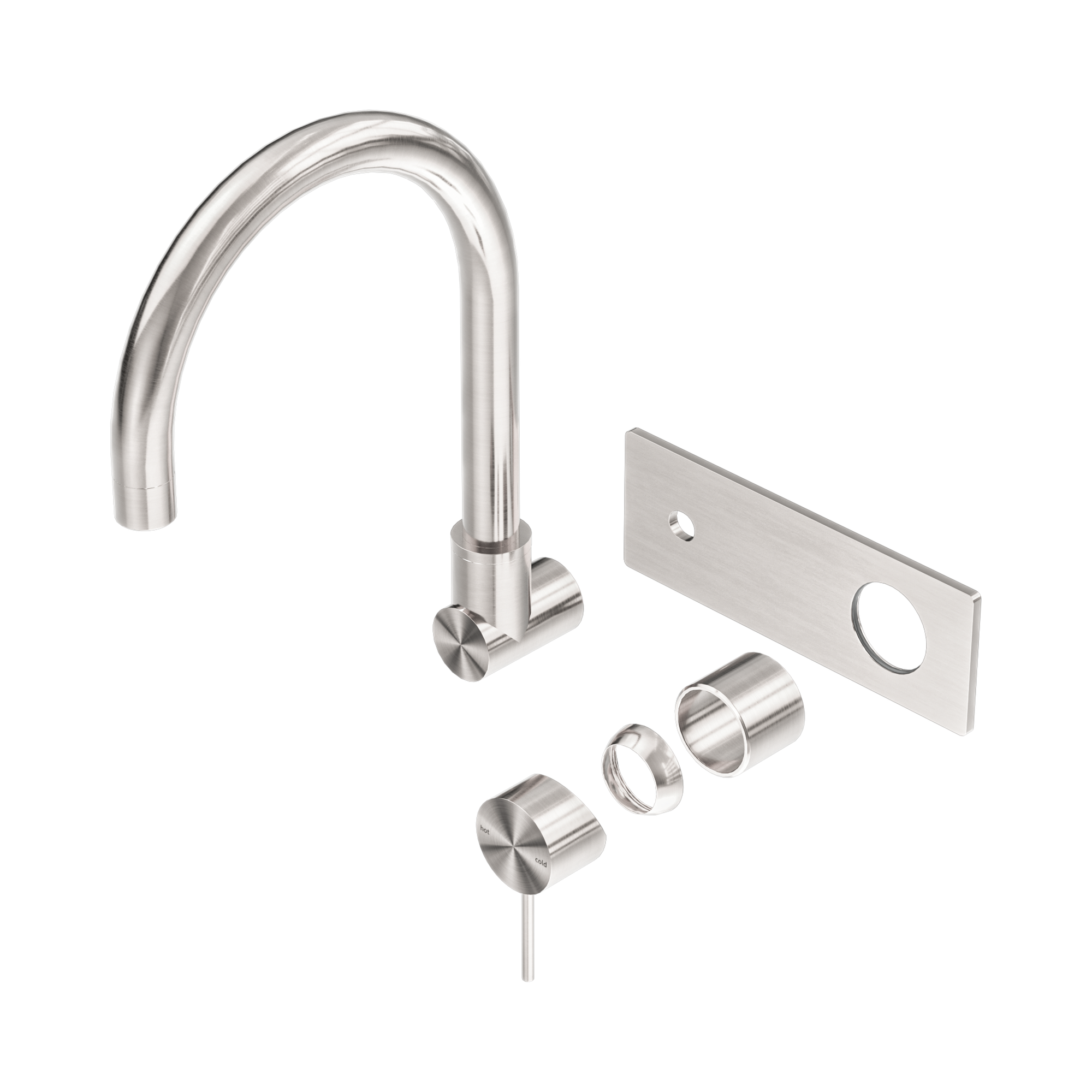 Nero Mecca Wall Mixer Set Swivel Spout Trim Kits Only, Brushed Nickel