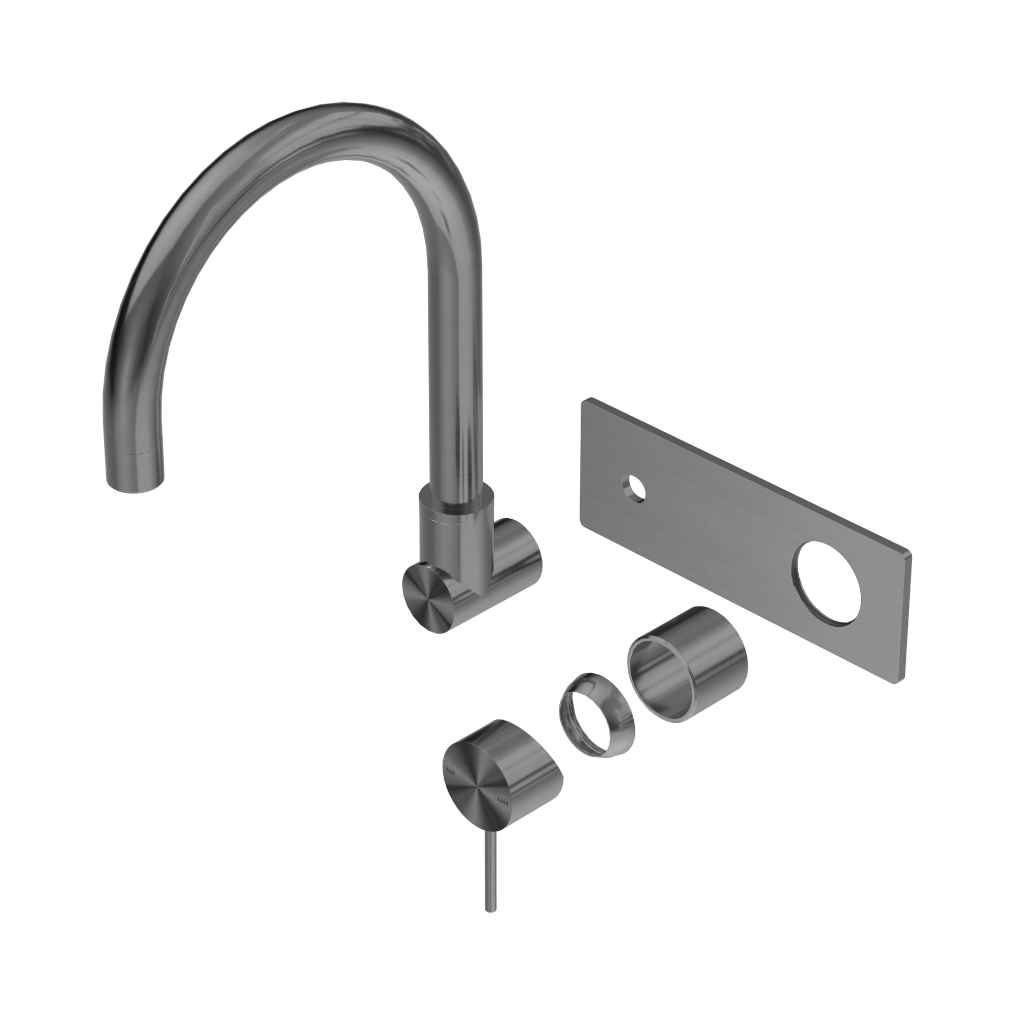 Nero Mecca Wall Mixer Set Swivel Spout Trim Kits Only, Gun Metal