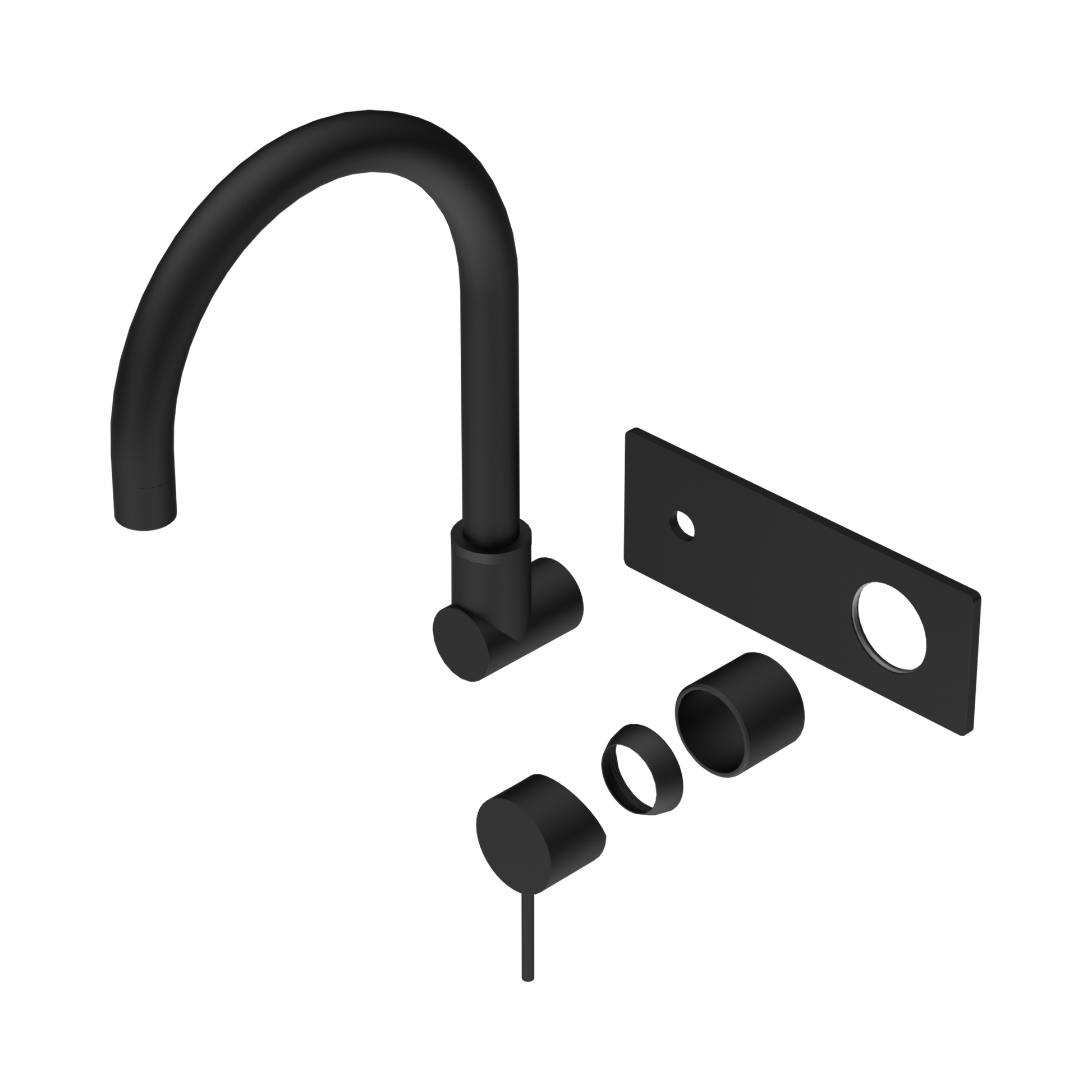 Nero Mecca Wall Mixer Set Swivel Spout Trim Kits Only, Matte Black
