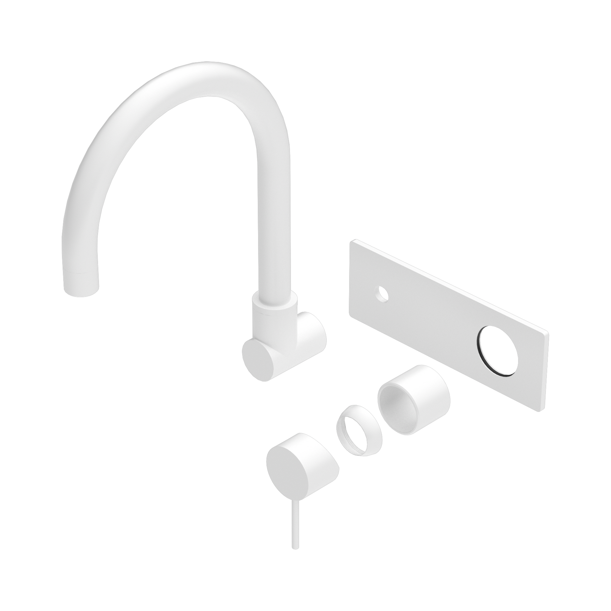 Nero Mecca Wall Mixer Set Swivel Spout Trim Kits Only, Matte White