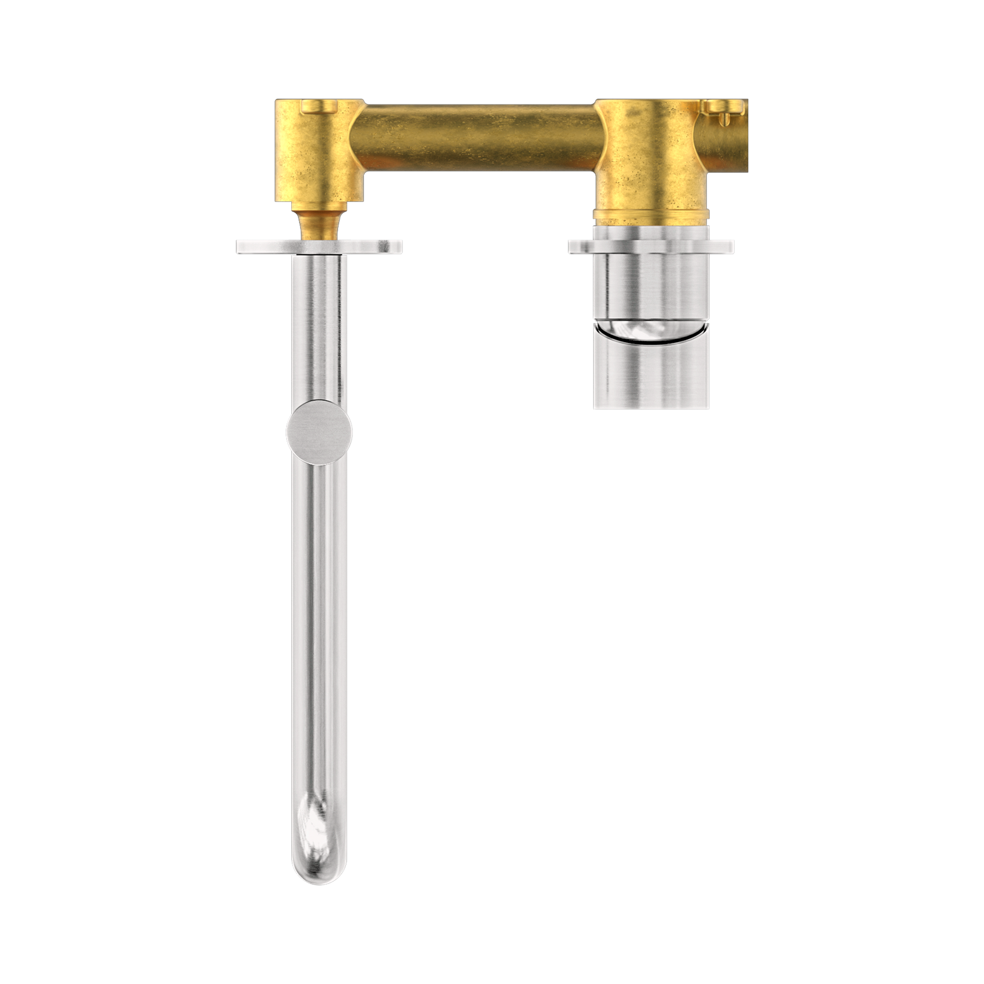 Nero Mecca Wall Mixer Set Swivel Spout 225mm, Brushed Nickel