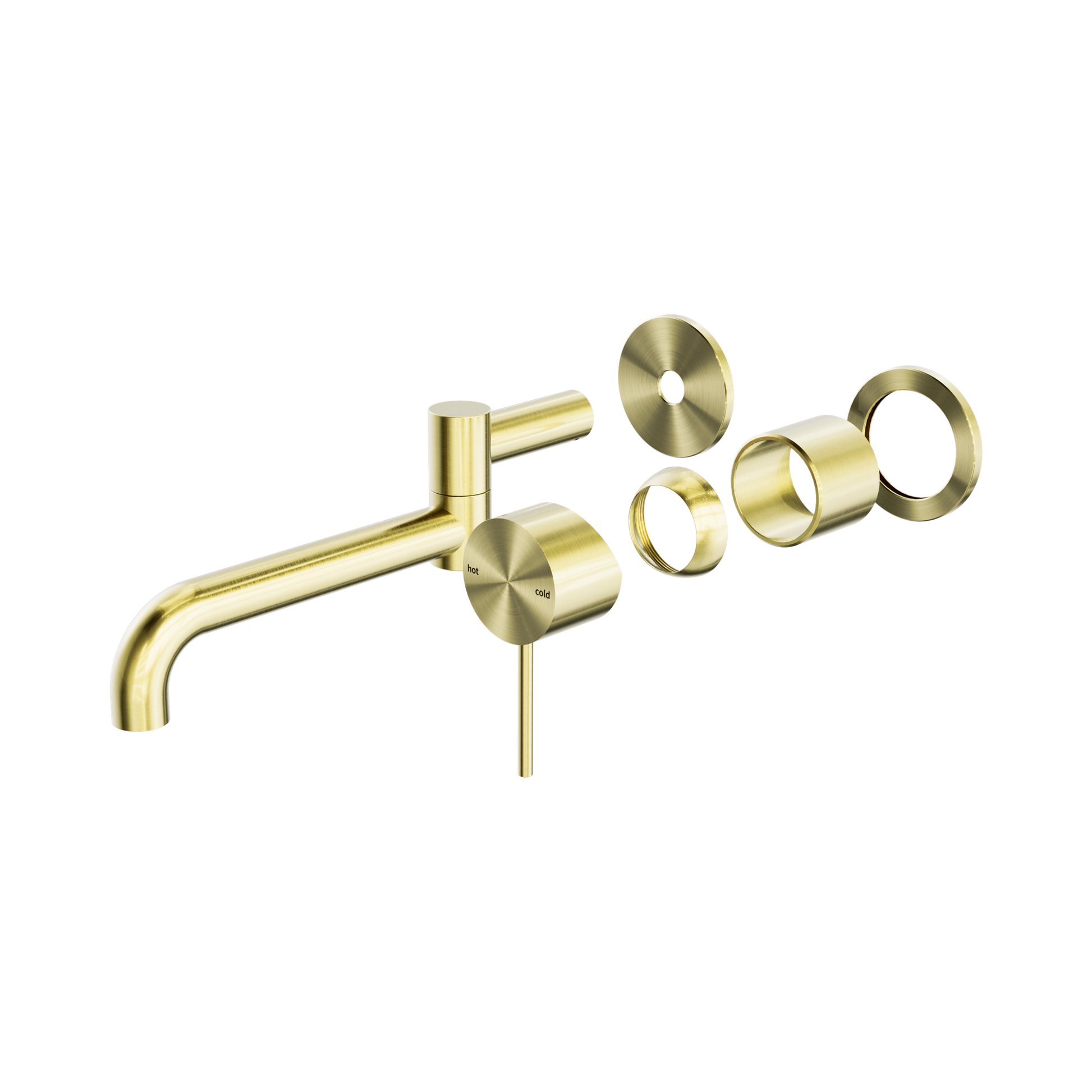 Nero Mecca Wall Mixer Set Swivel Spout 225mm Trim Kits Only, Brushed Gold