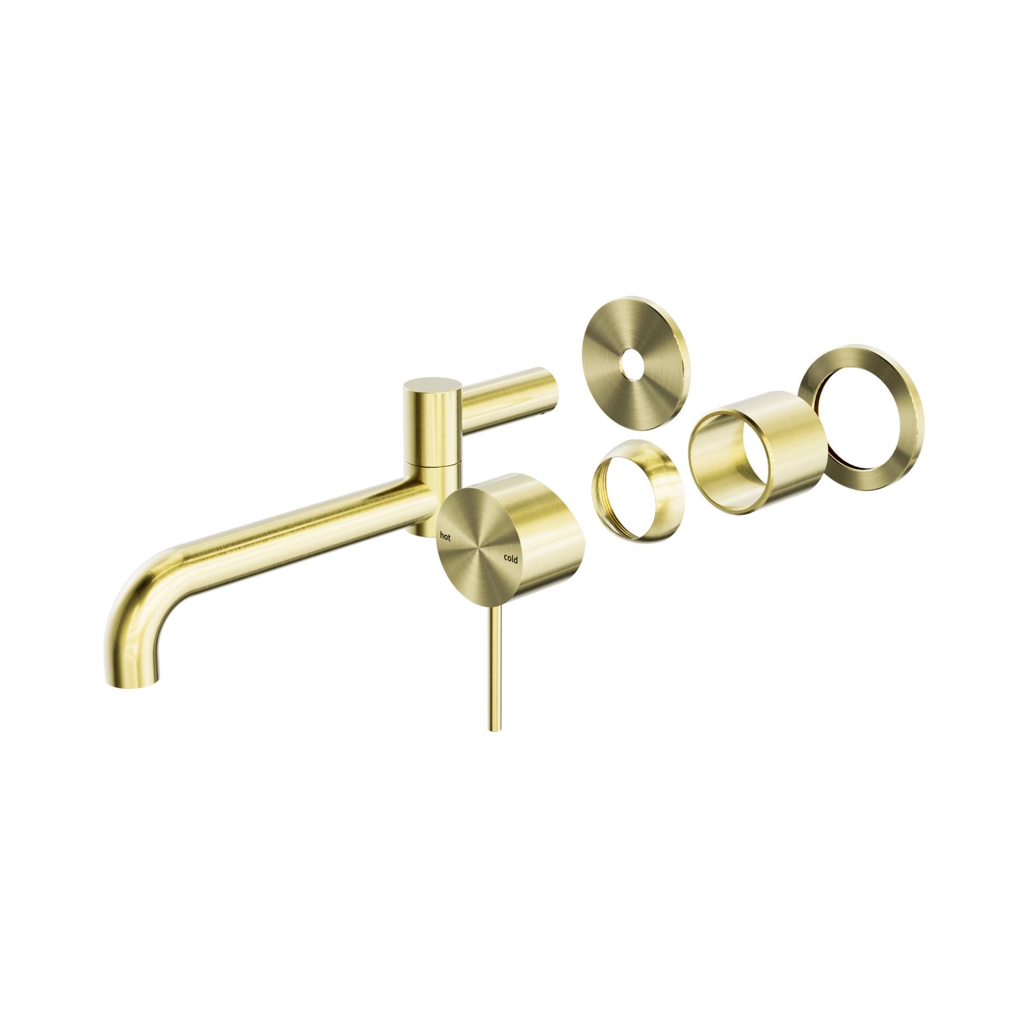 Nero Mecca Wall Mixer Set Swivel Spout 225mm Trim Kits Only, Brushed Gold