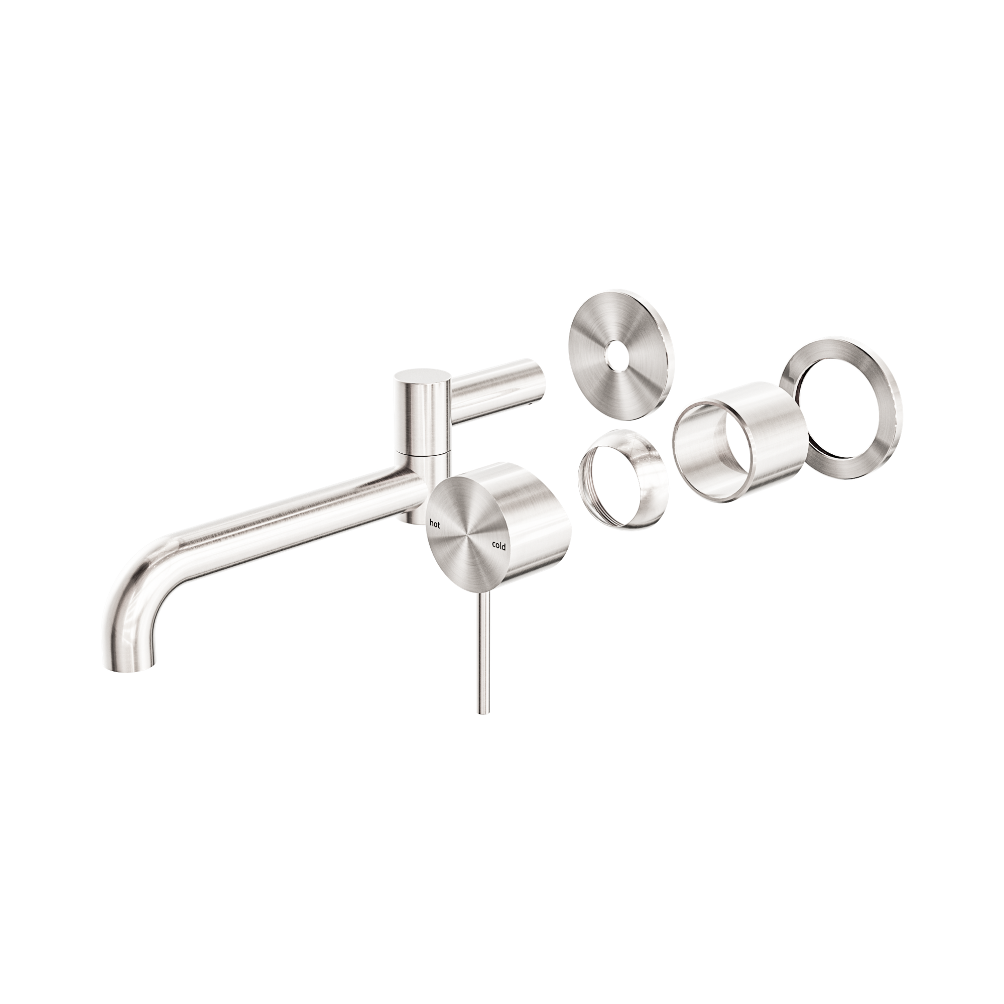 Nero Mecca Wall Mixer Set Swivel Spout 225mm Trim Kits Only, Brushed Nickel