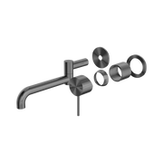 Nero Mecca Wall Mixer Set Swivel Spout 225mm Trim Kits Only, Gun Metal