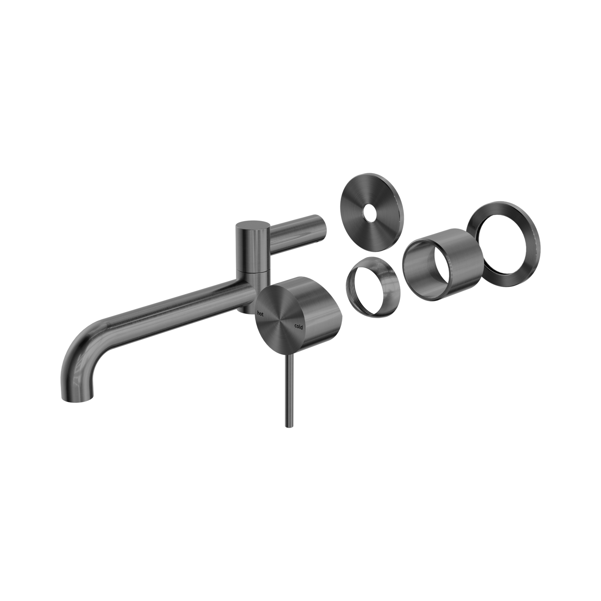 Nero Mecca Wall Mixer Set Swivel Spout 225mm Trim Kits Only, Gun Metal