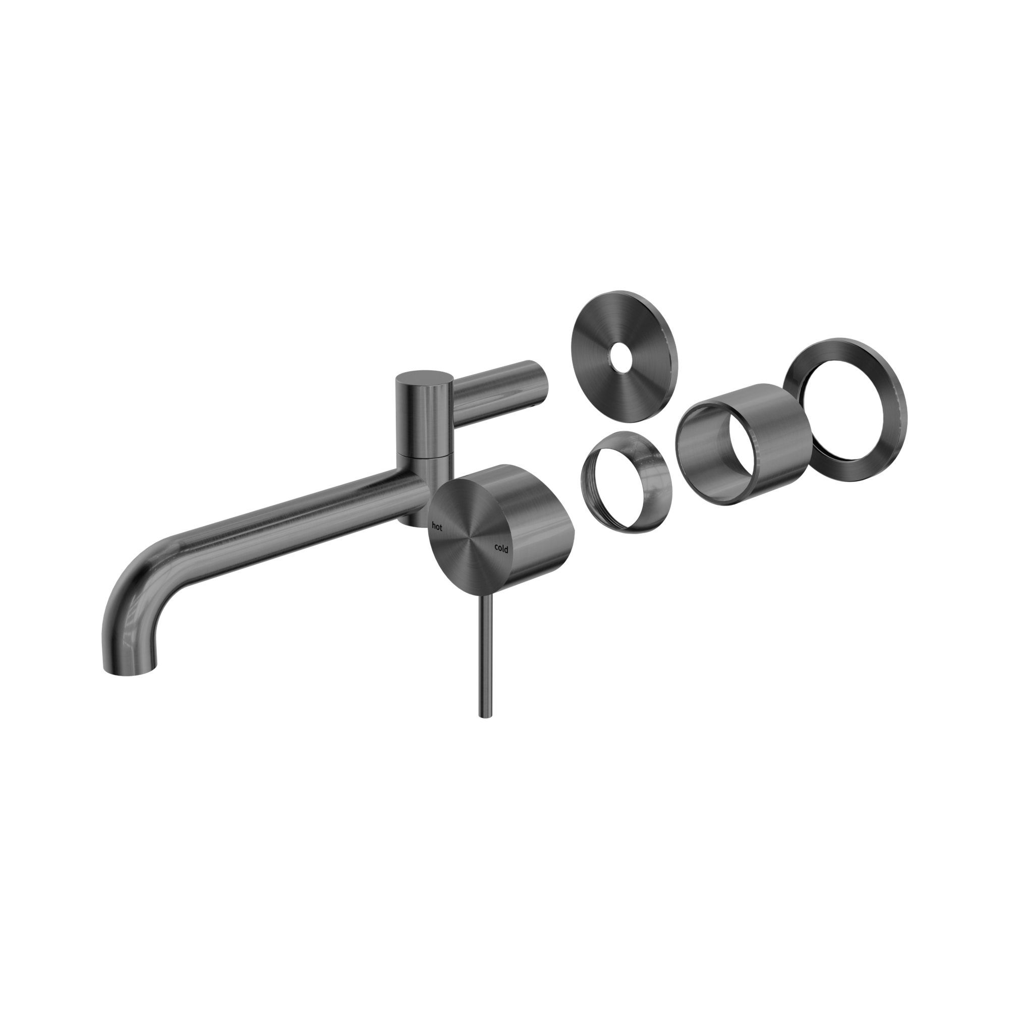 Nero Mecca Wall Mixer Set Swivel Spout 225mm Trim Kits Only, Gun Metal