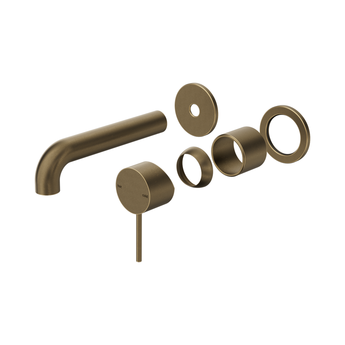 Nero Mecca Wall Basin/Bath Mixer Separate Back Plate 185mm Trim Kits Only, Tumbled Antique Brass