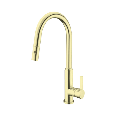 Nero Pearl Pull Out Sink Mixer With Vegie Spray Function, Brushed Gold