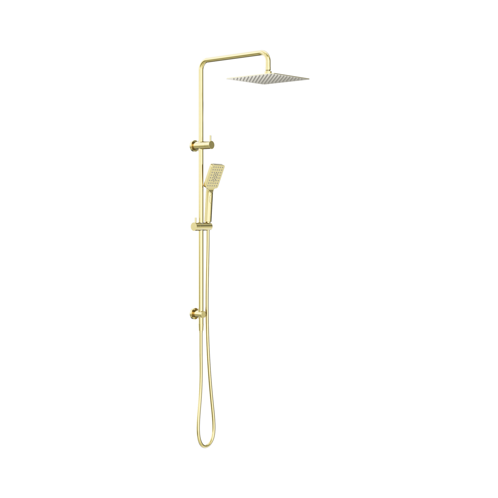 Nero Square Project Twin Shower, Brushed Gold