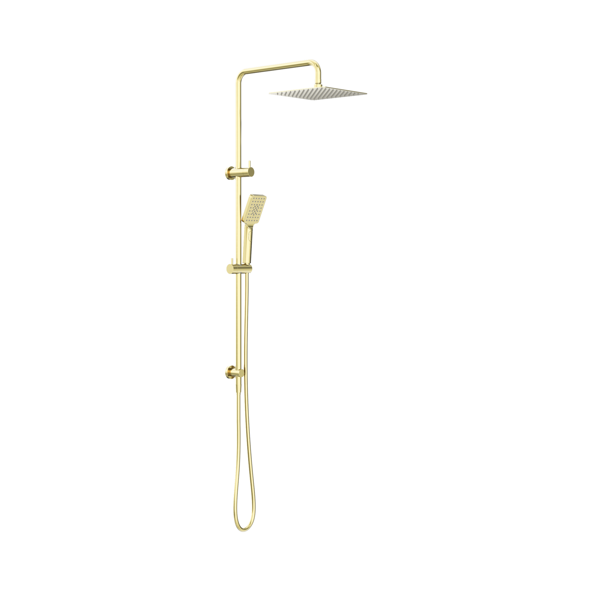 Nero Square Project Twin Shower, Brushed Gold