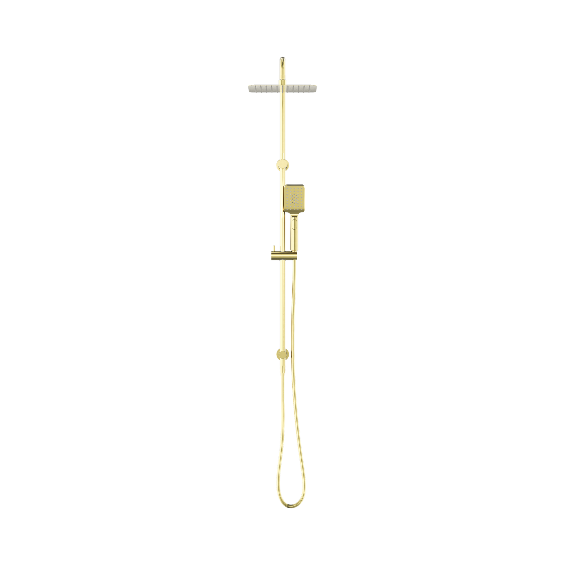 Nero Square Project Twin Shower, Brushed Gold