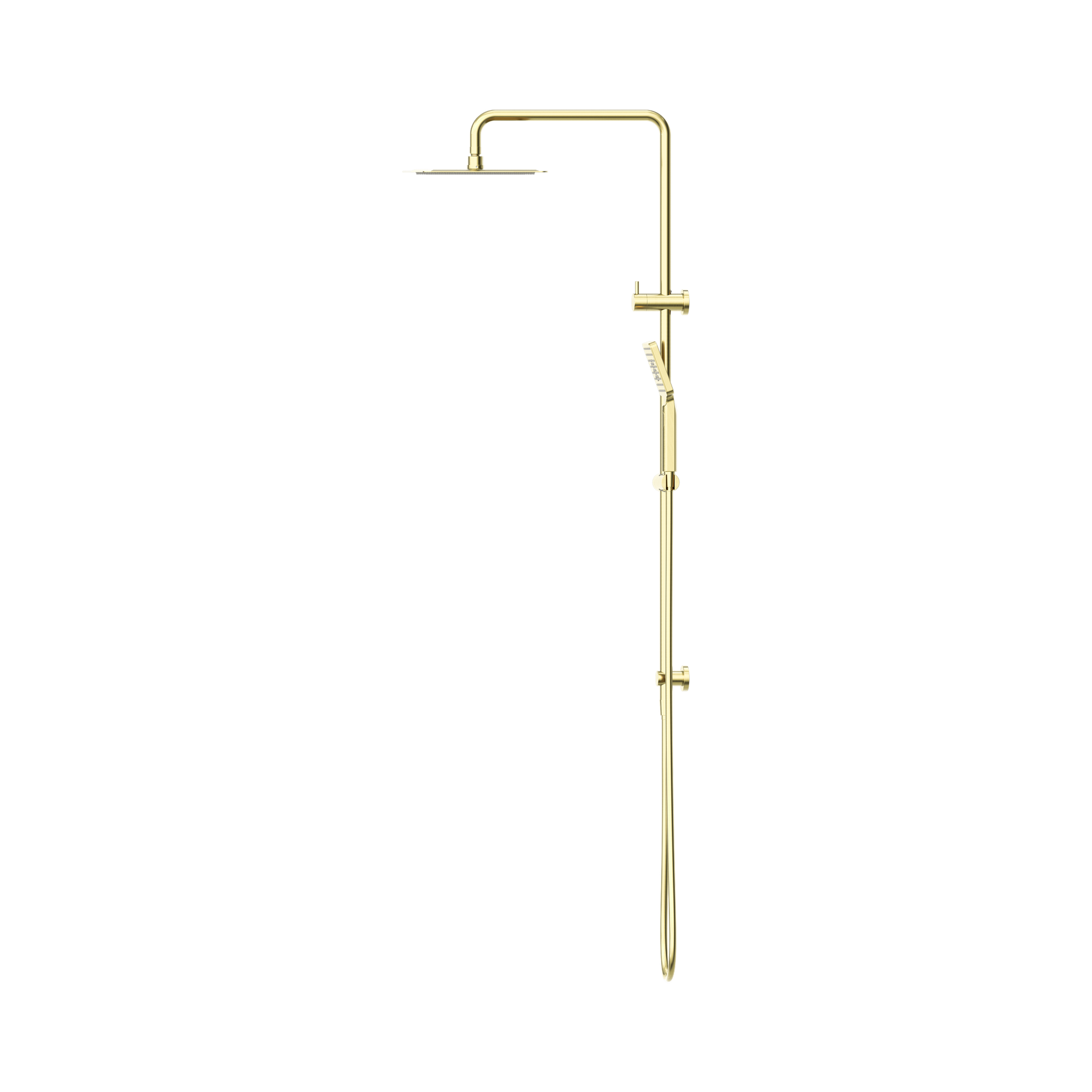 Nero Square Project Twin Shower, Brushed Gold
