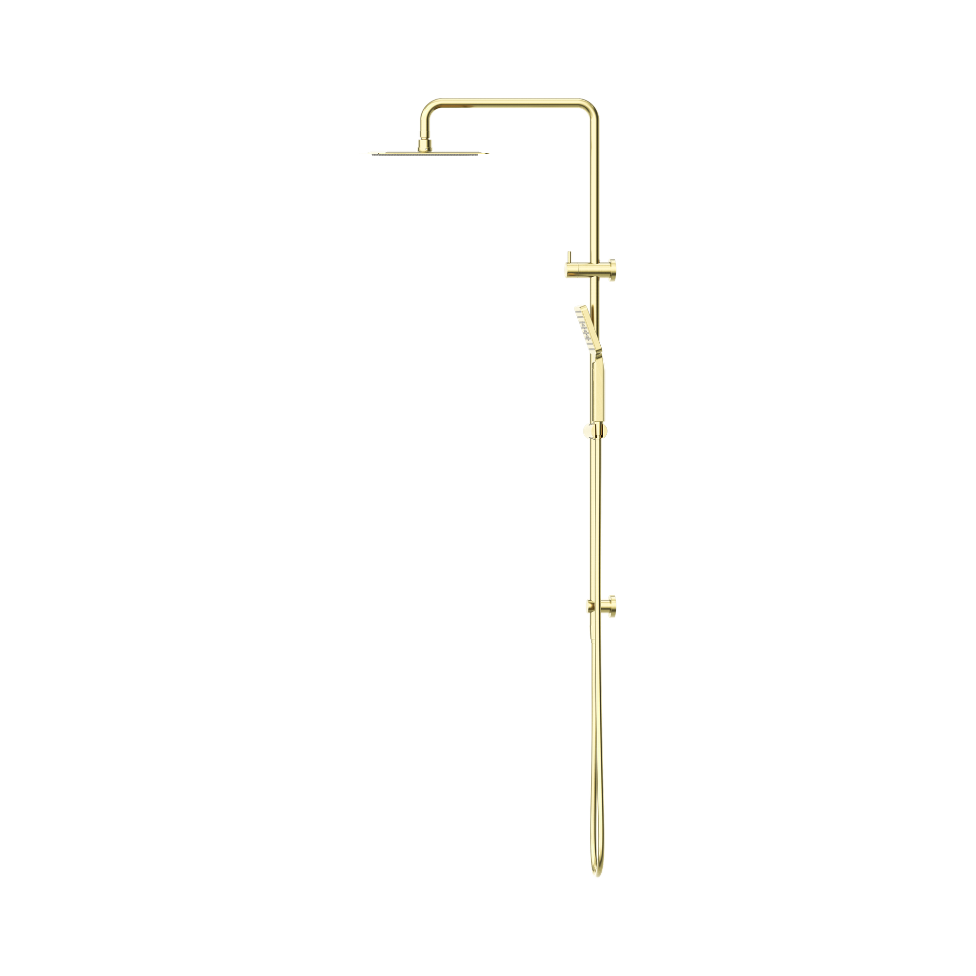Nero Square Project Twin Shower, Brushed Gold