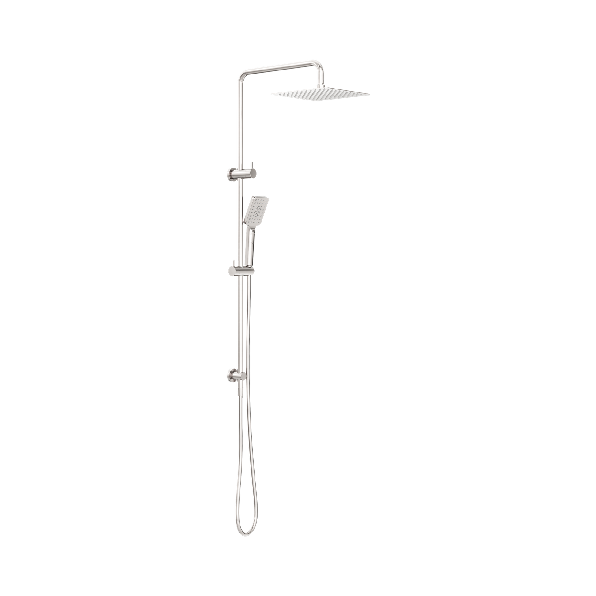 Nero Square Project Twin Shower, Brushed Nickel