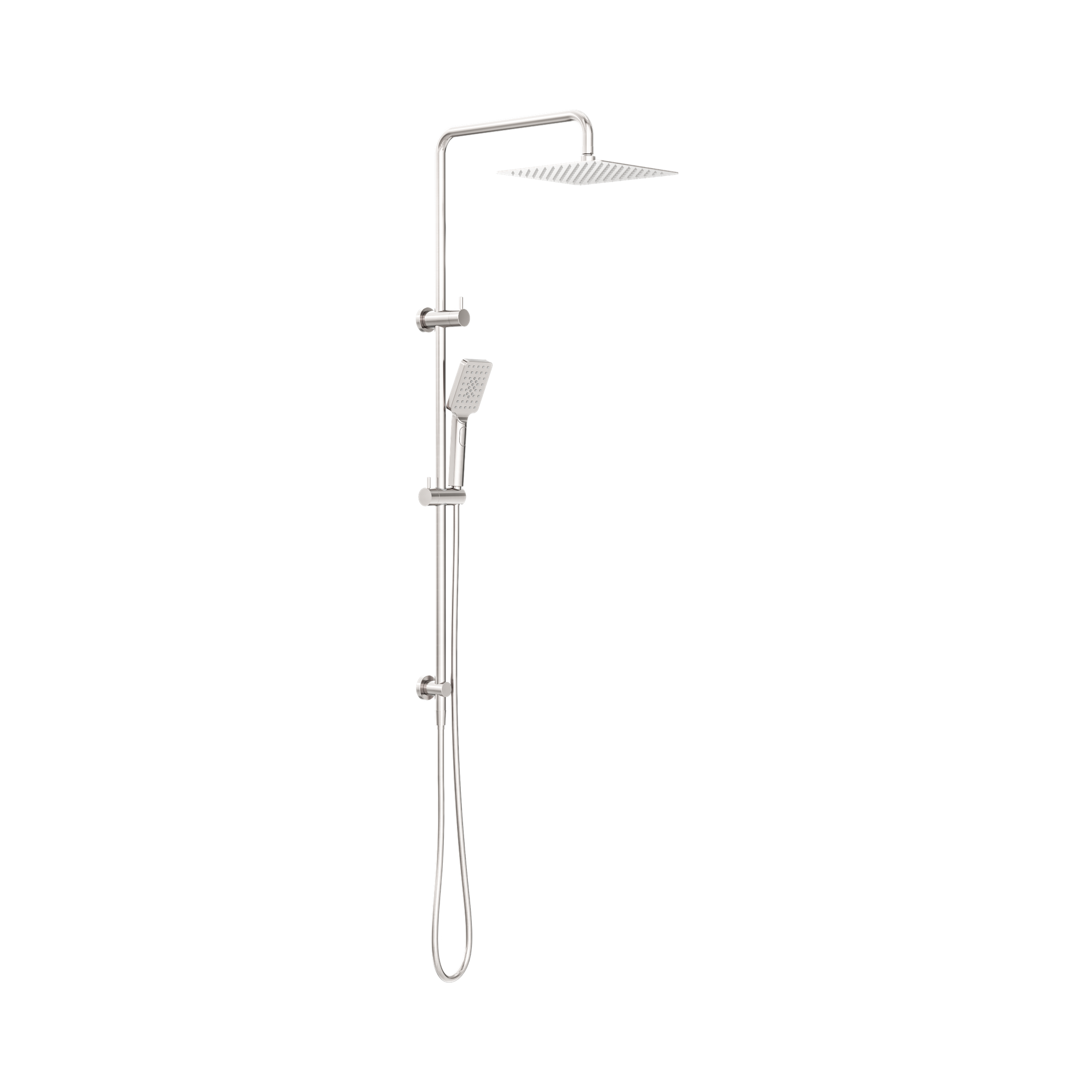 Nero Square Project Twin Shower, Brushed Nickel