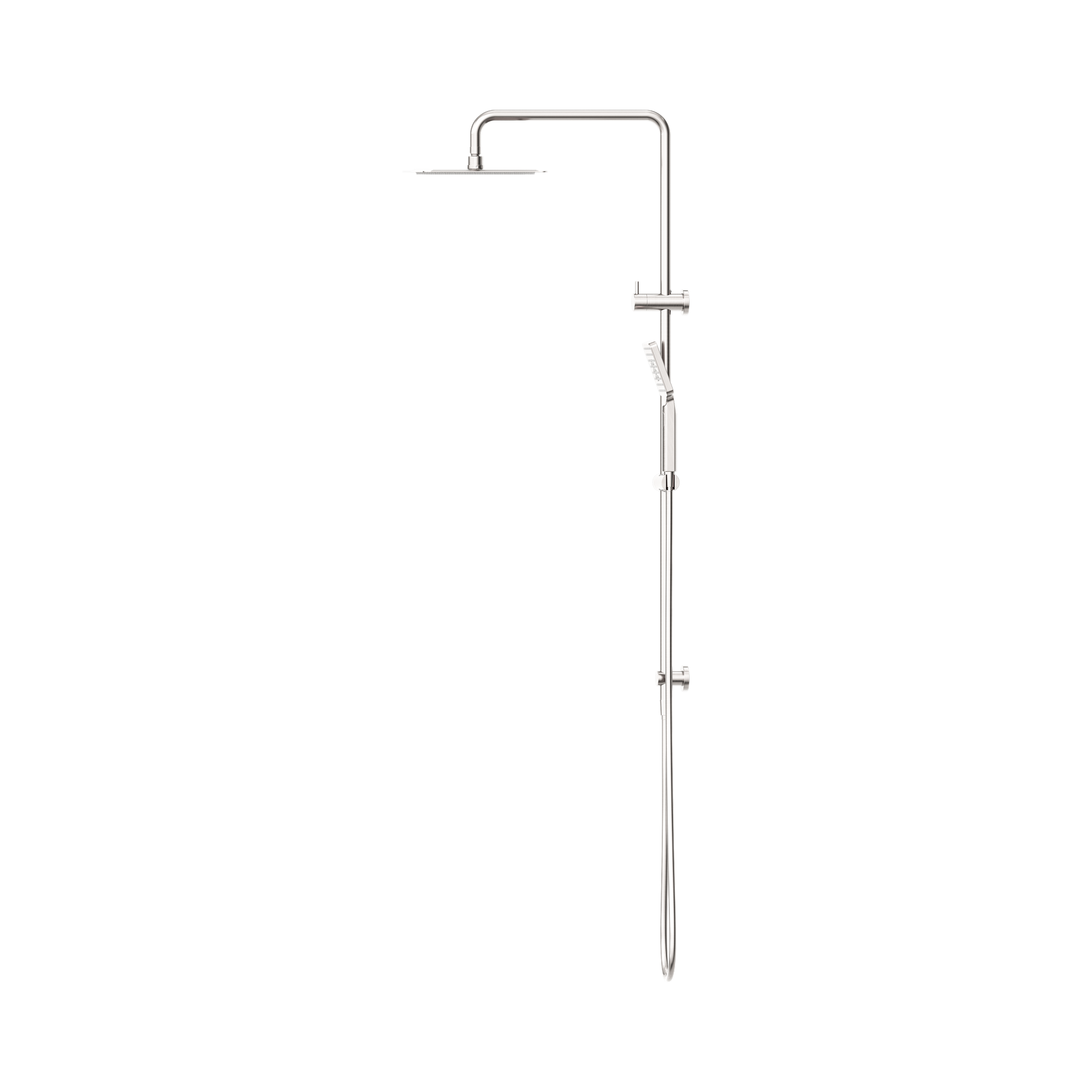 Nero Square Project Twin Shower, Brushed Nickel