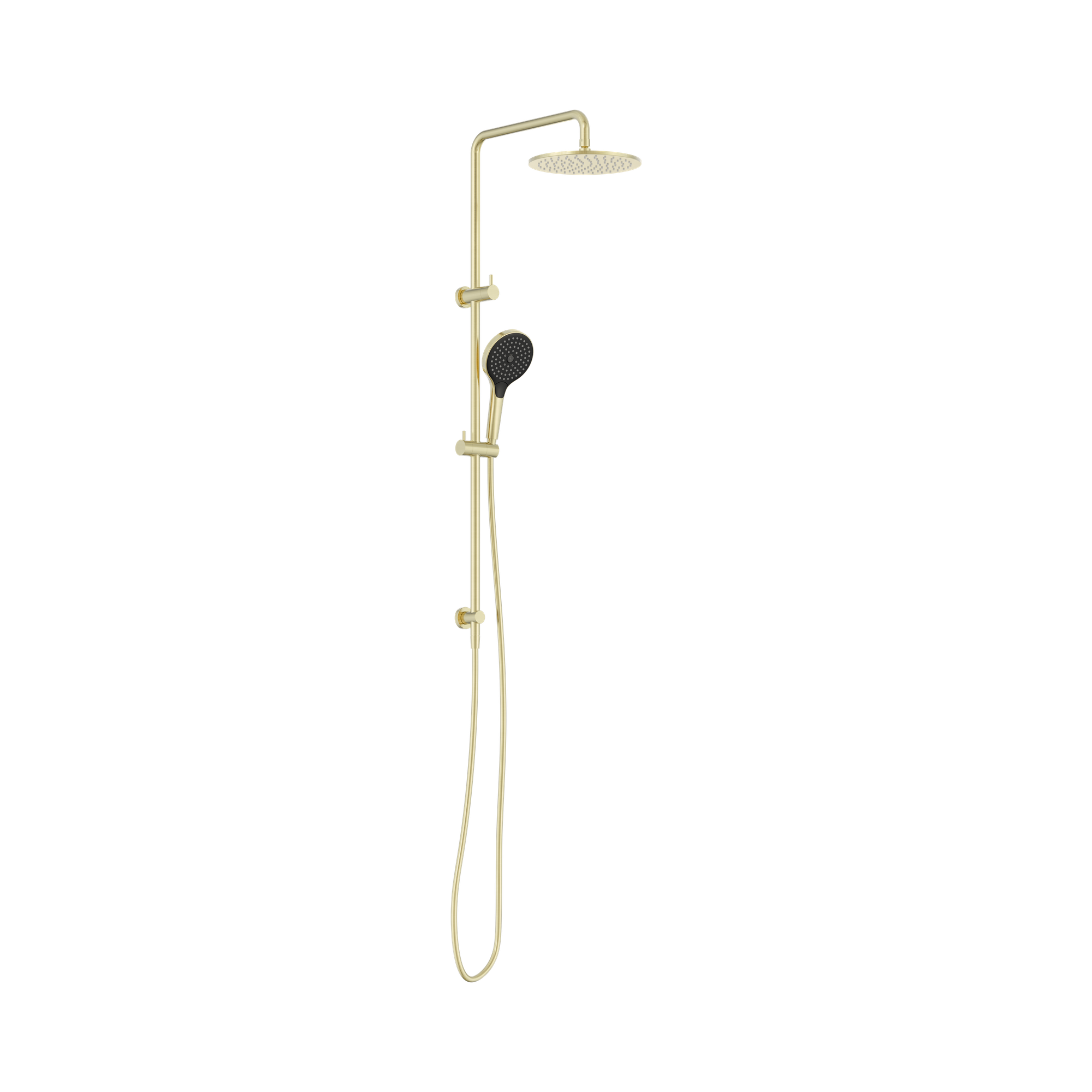 Nero Round Twin Shower With Air Shower II, Brushed Gold