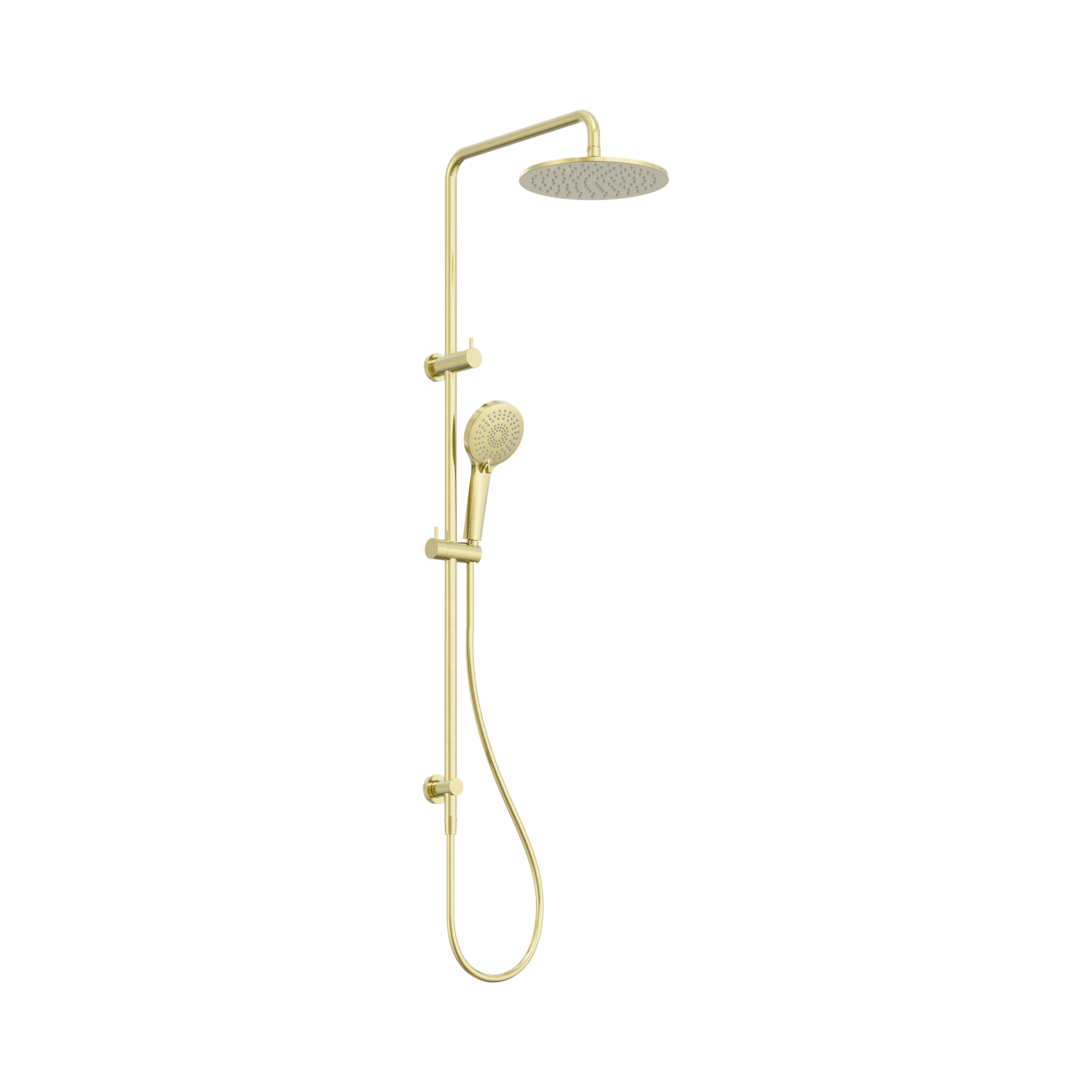 Nero Round Twin Shower, Brushed Gold