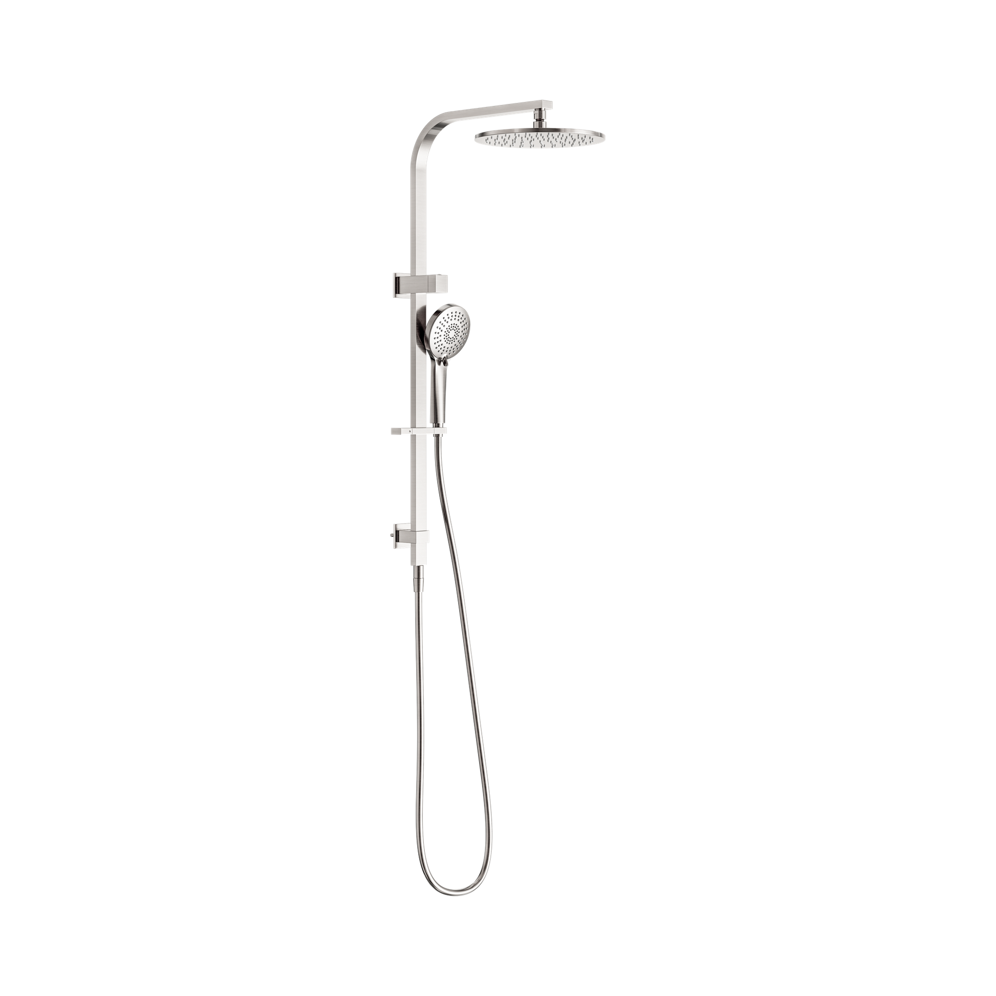 Nero Bianca Twin Shower, Brushed Nickel