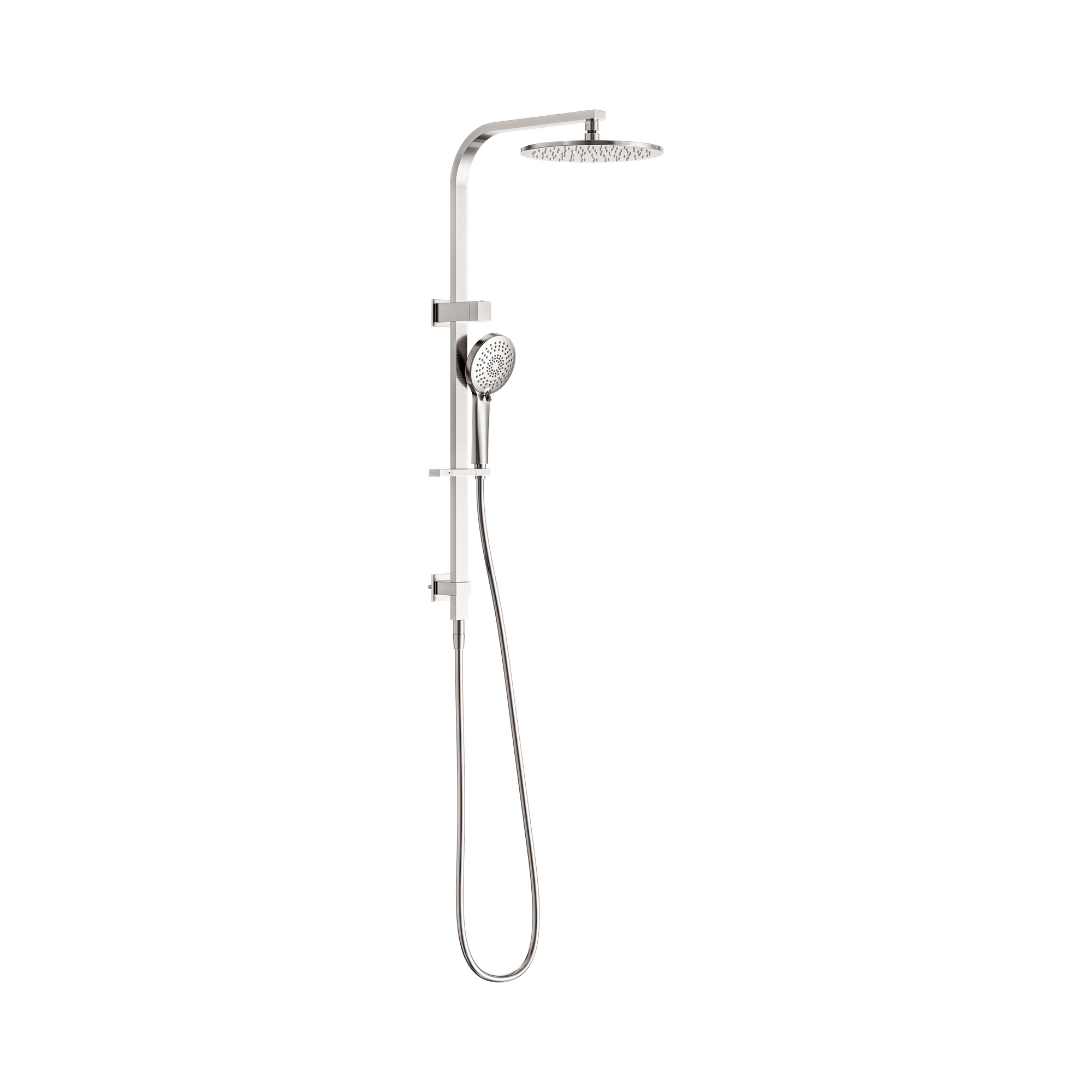 Nero Bianca Twin Shower, Brushed Nickel