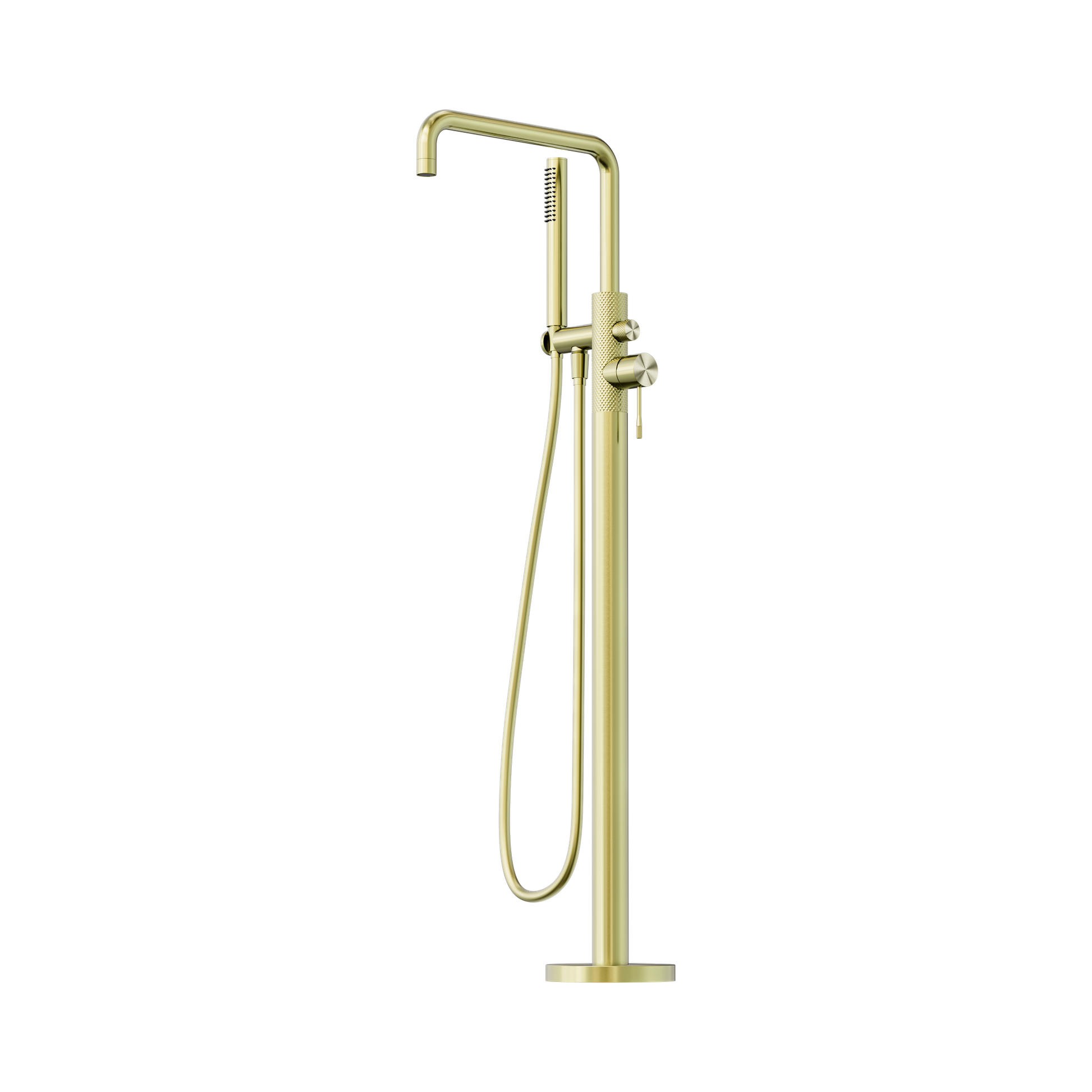 Nero Opal Freestanding Bath Mixer With Hand Shower, Brushed Gold
