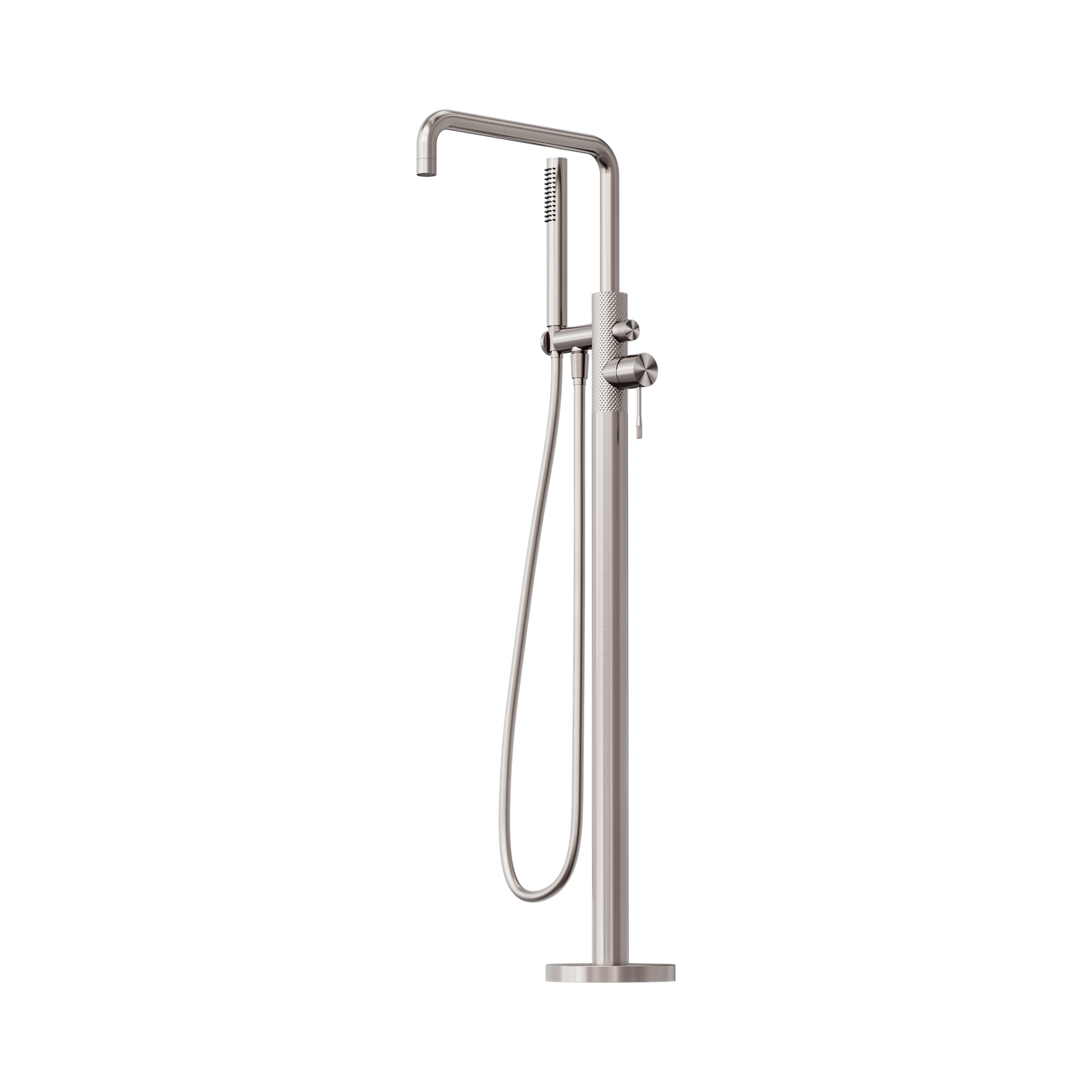 Nero Opal Freestanding Bath Mixer With Hand Shower, Brushed Nickel